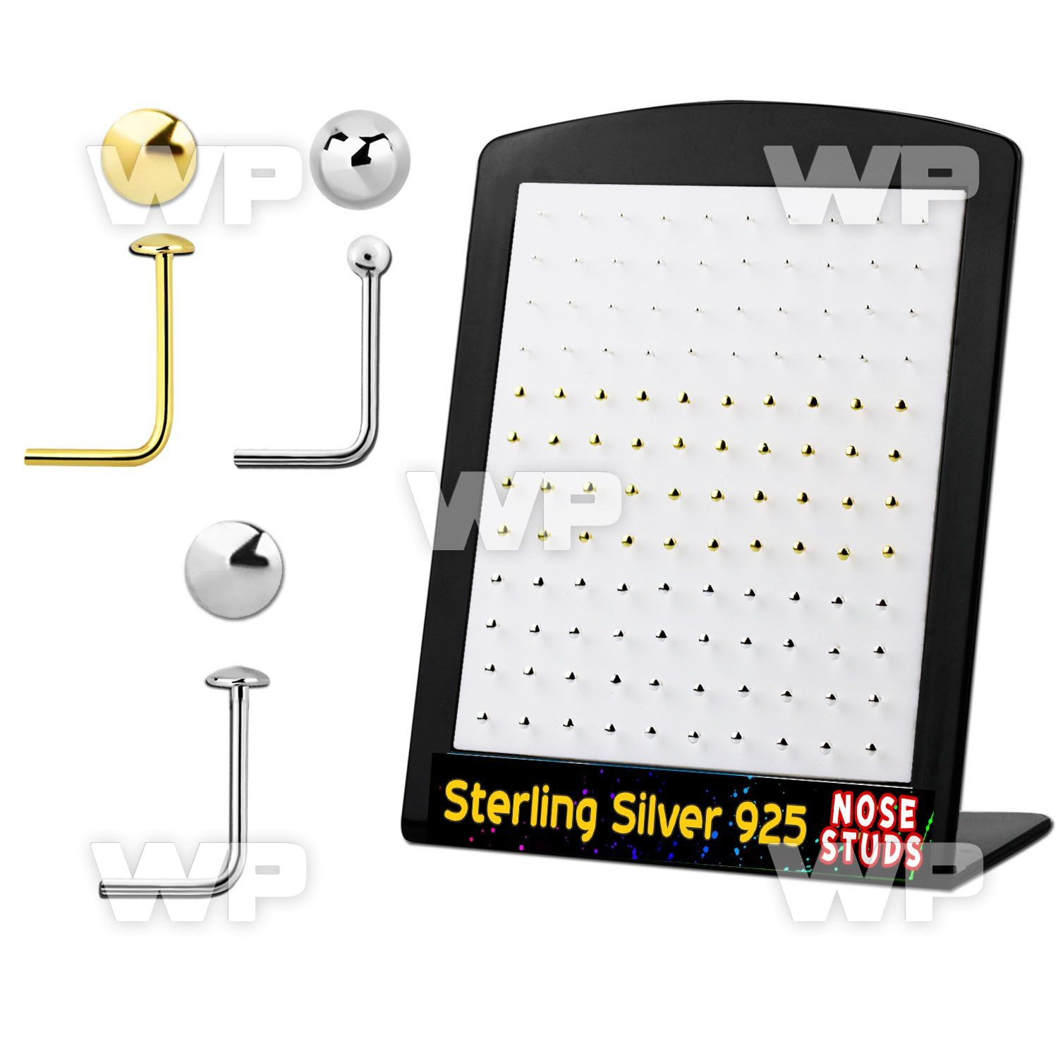 4a3jfe display board of 120 pcs of silver 925 l shaped nose stu nose piercing
