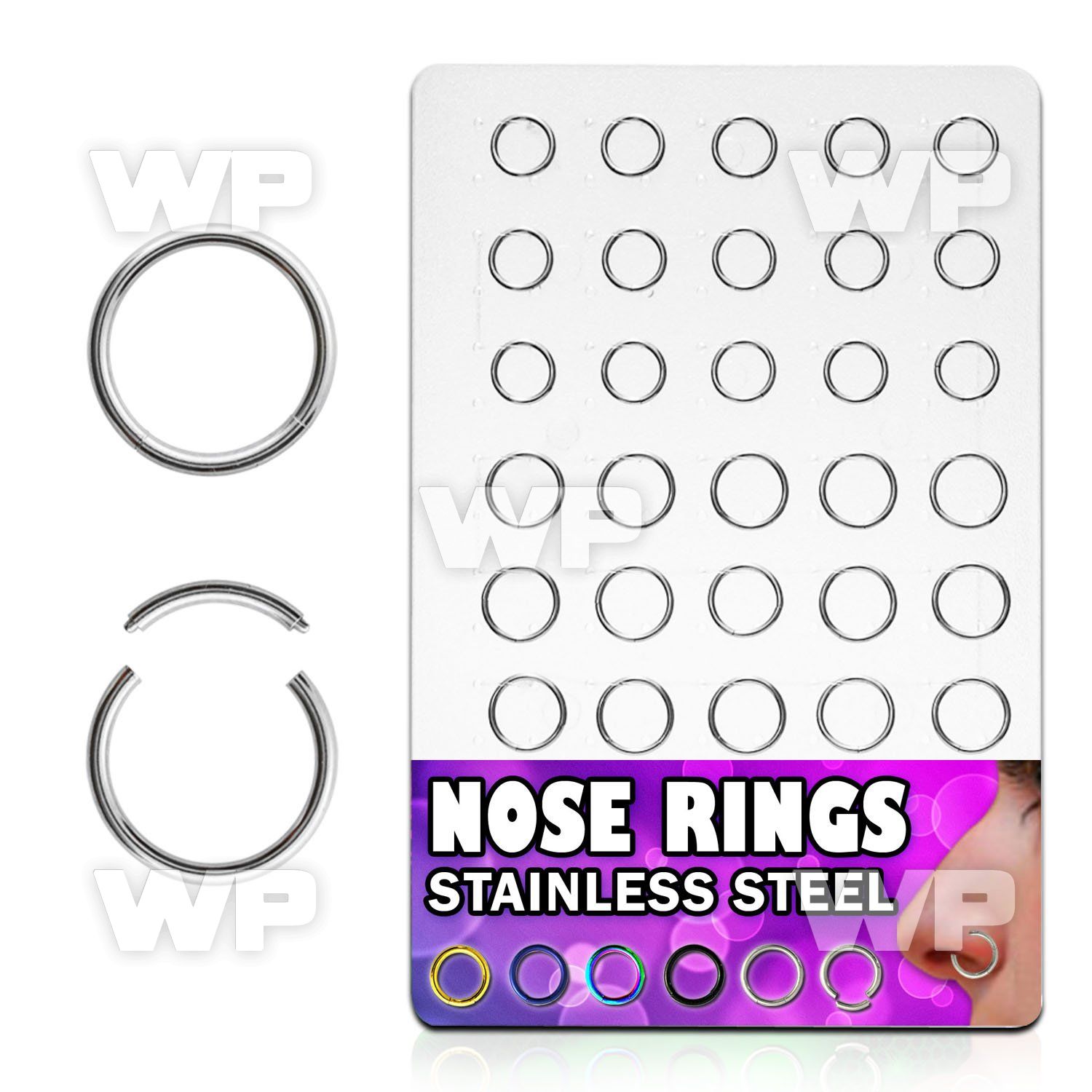 4a3wie board w surgical steel nose segment ring s 1 2mm an diam ear lobe piercing