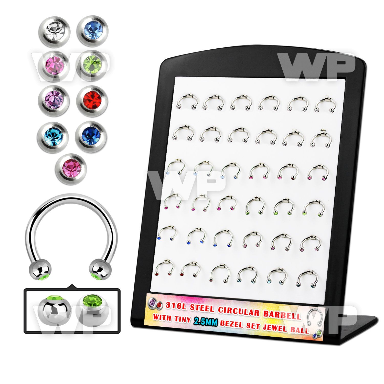 4a4cjfz display board 36 pcs of 316l steel cbr horseshoes 1 2mm eyebrow piercing