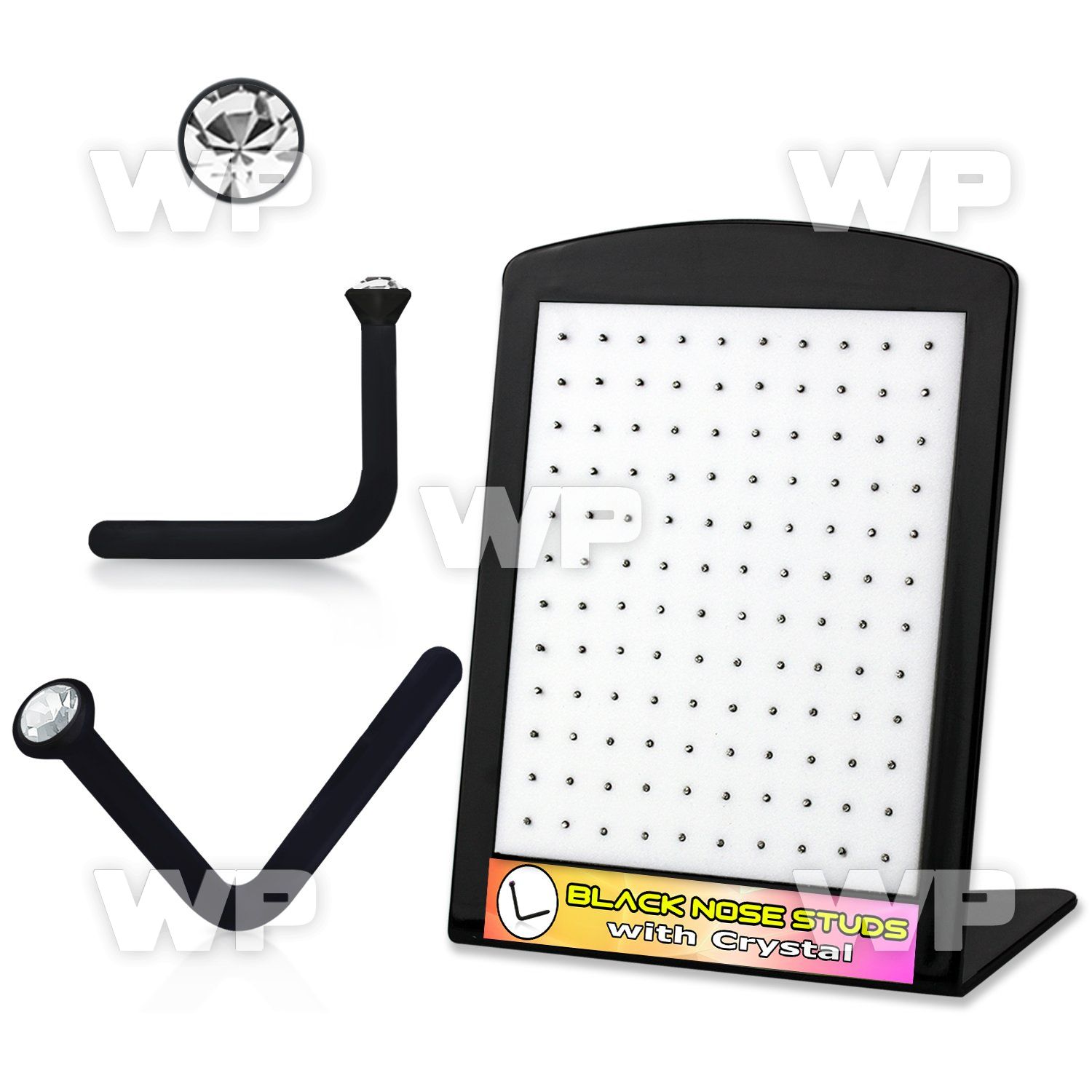 4a76e display board 120 pcs of black acrylic l shaped nose stud nose piercing