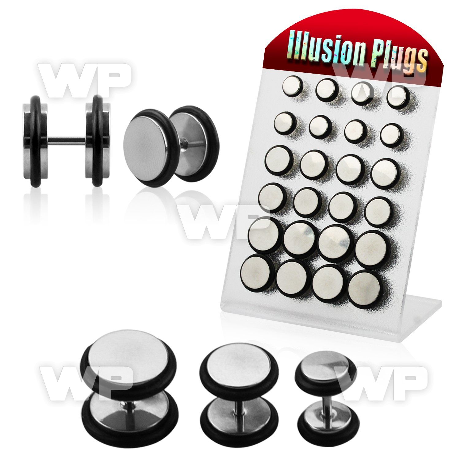 4a8ma display board w steel fake plug o ring s size 6mm to 10mm belly piercing