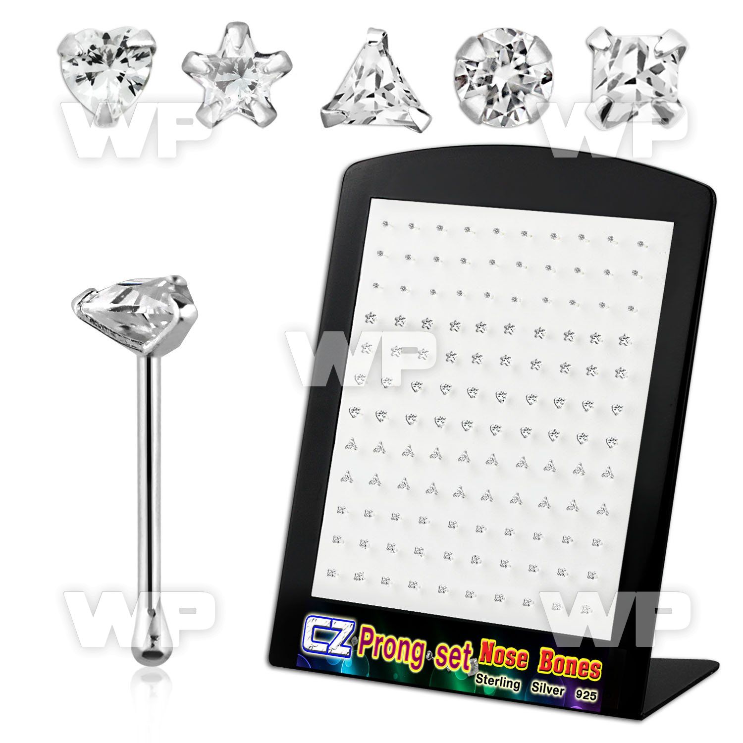 4ag4j6 display w silver 925 none bones 0 6mm clear prong set nose piercing