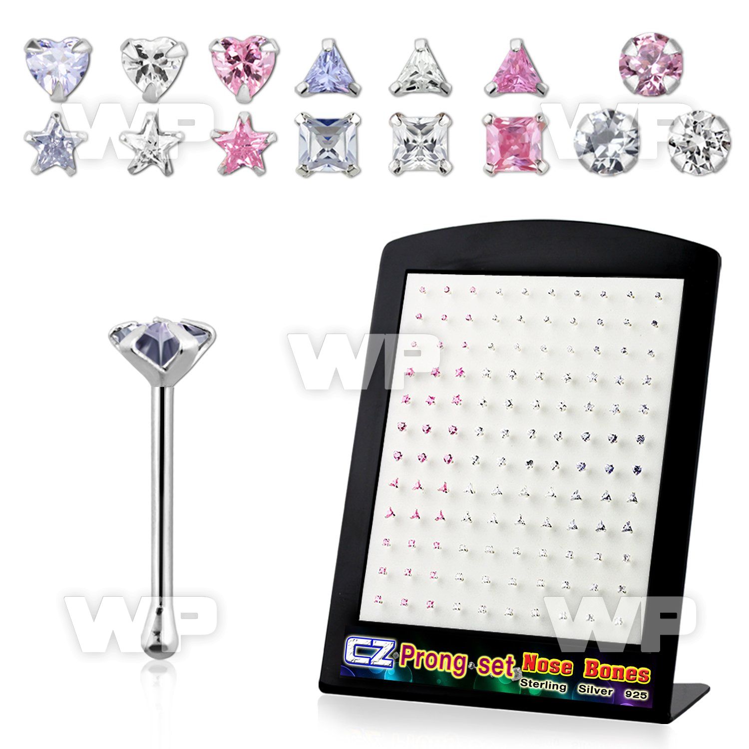 4ag4jj display w silver 925 none bones 0 6mm mixed color prong nose piercing