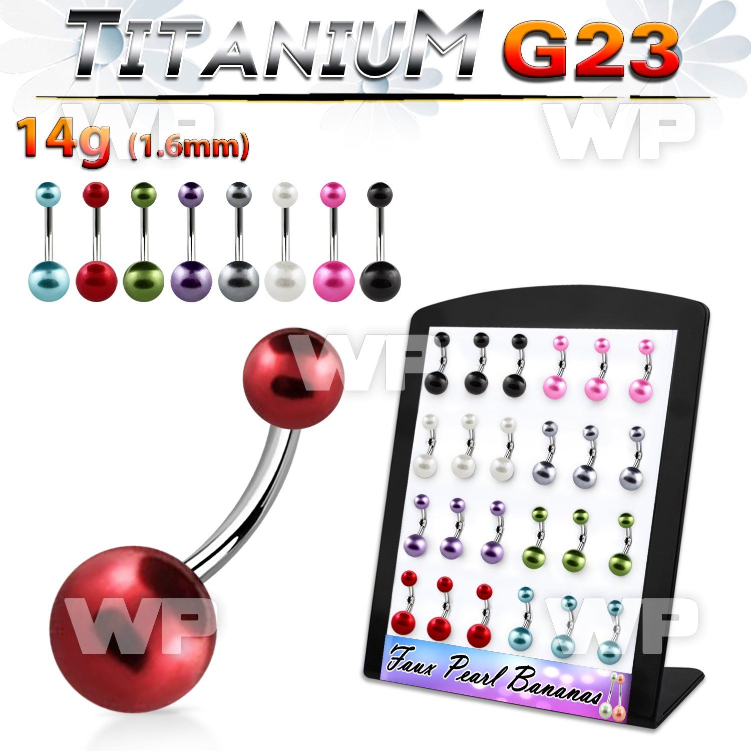 4ah4ue display w g23 titanium belly bananas 1 6mm 5 8mm faux belly piercing