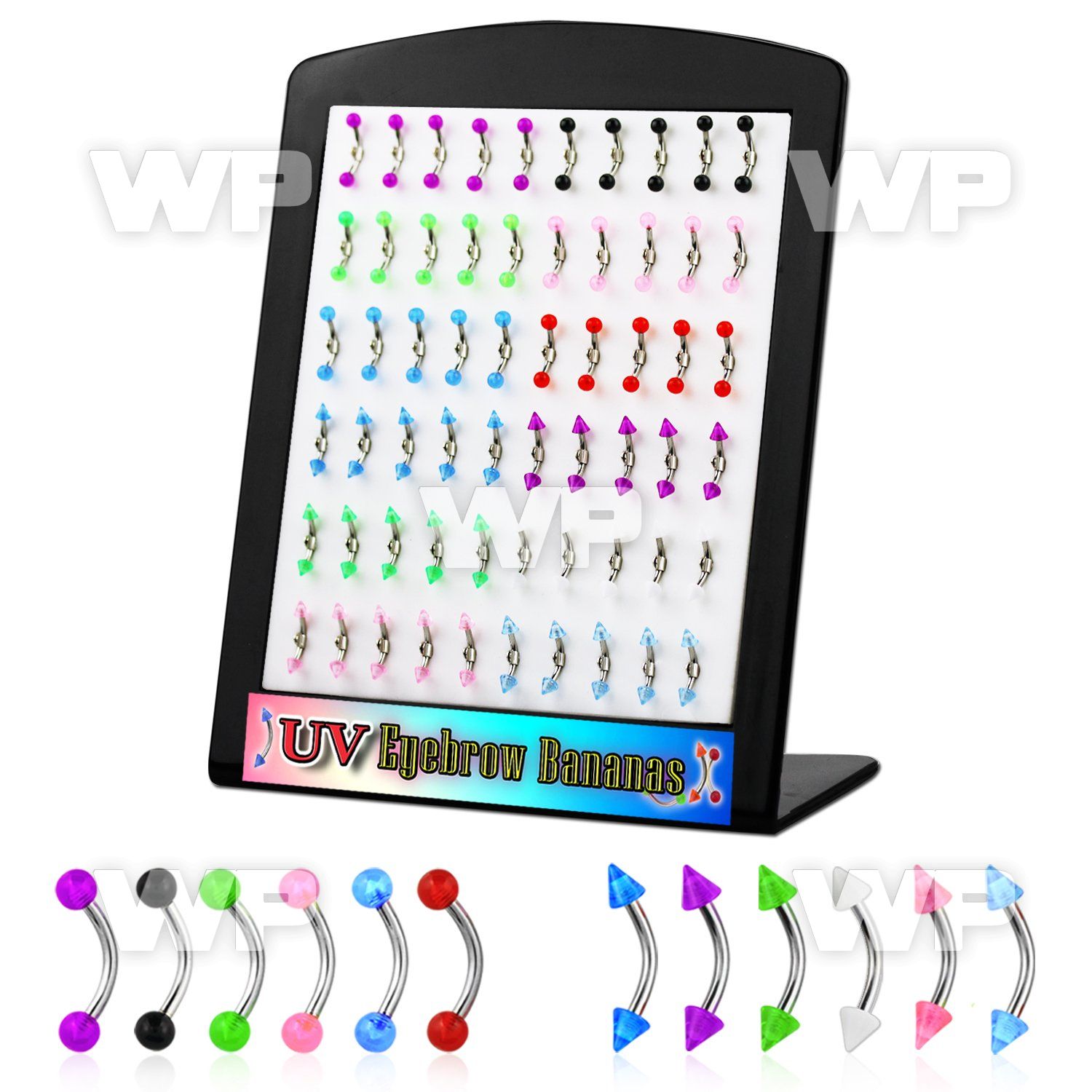 4ahqz board w surgical steel micro bananas 1 2mm 3mm acrylic eyebrow piercing