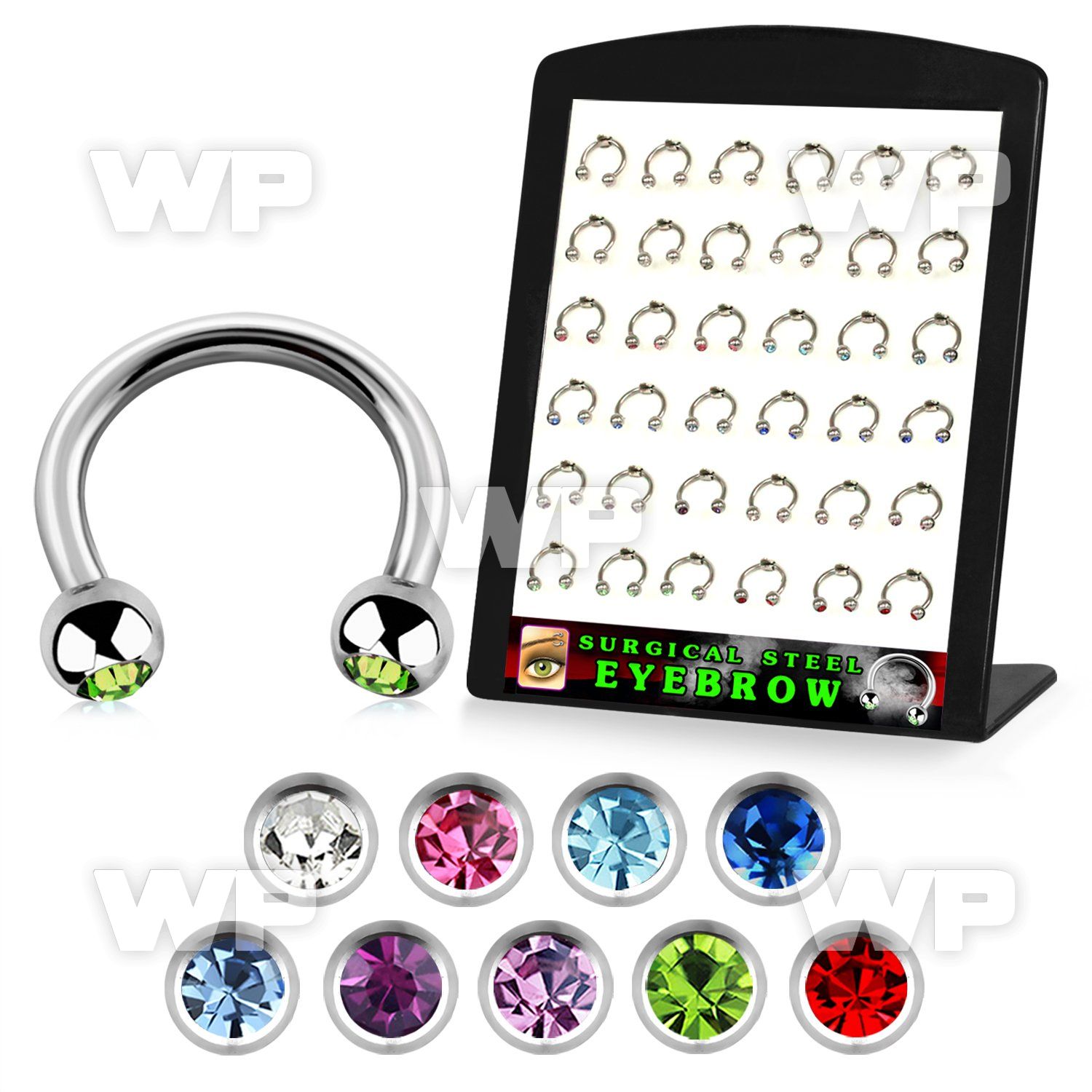 4aj8fk0 display w assorted surgical steel cbr horseshoes 1 2mm belly piercing