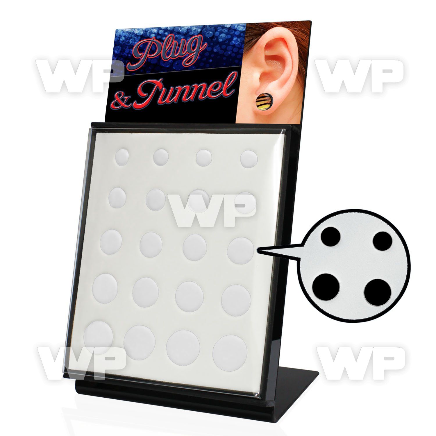 4amh0 empty display for plugs white foam 20 holes size 8mm belly piercing