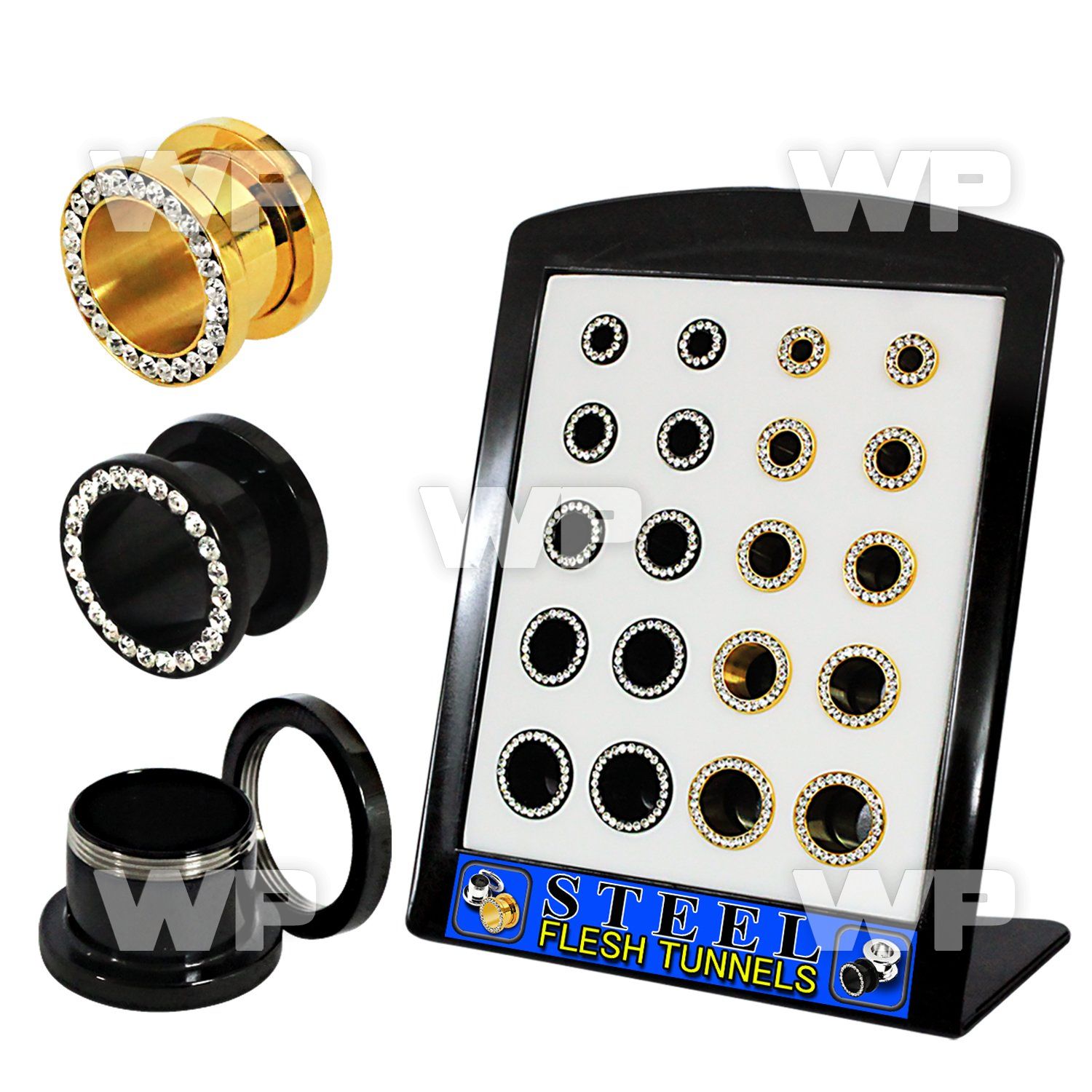 4amie0t7 display w gold black ion plated surgical steel flesh ear lobe piercing