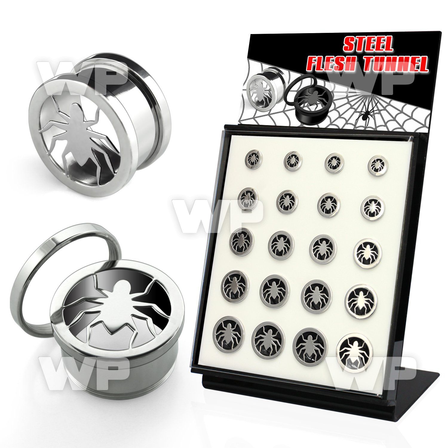 4amie0y4 display w steel screw fit flesh tunnel laser cut out spid ear lobe piercing