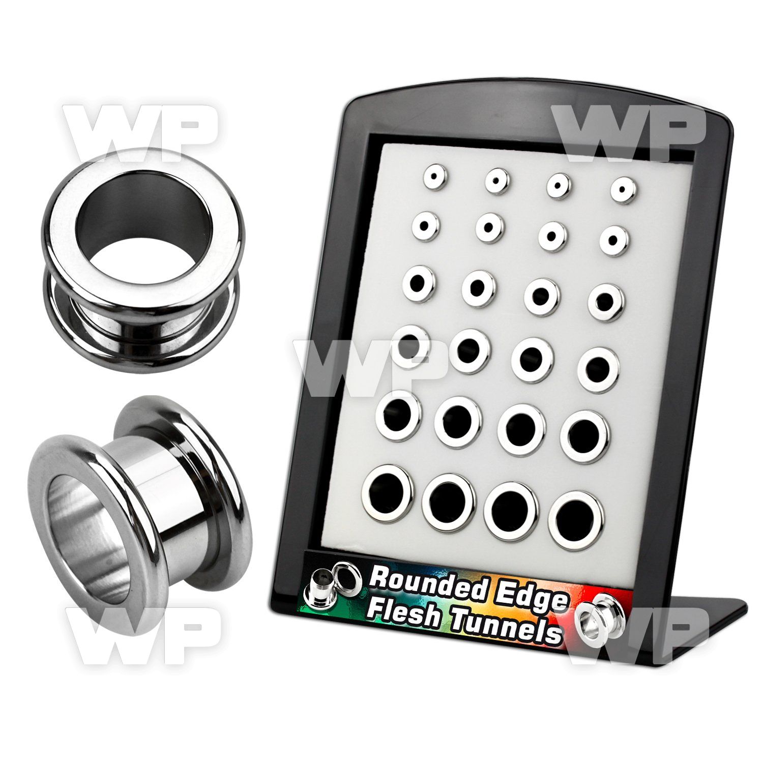 4amiel display w rounded edge steel screw fit flesh tunnel size ear lobe piercing