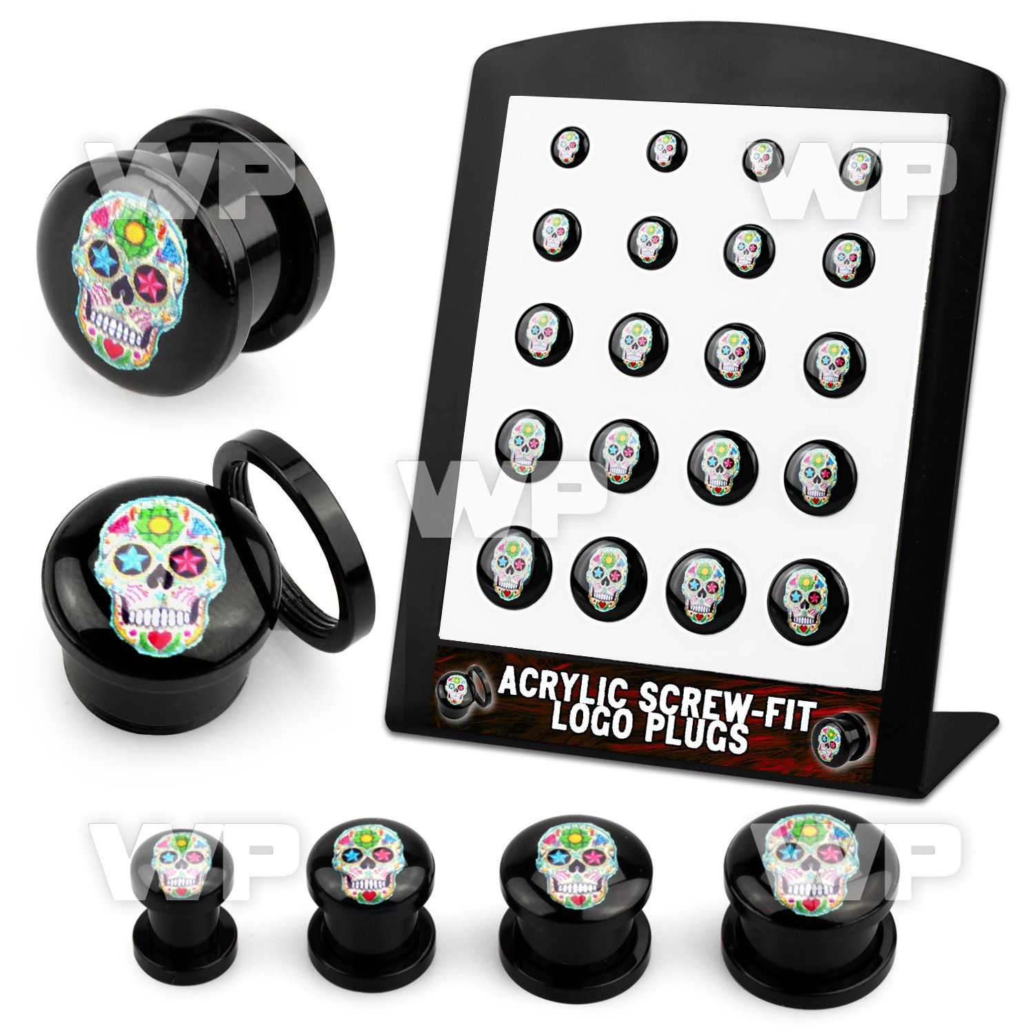 4amielz display w black acrylic plug external screw fitcolorful ear lobe piercing