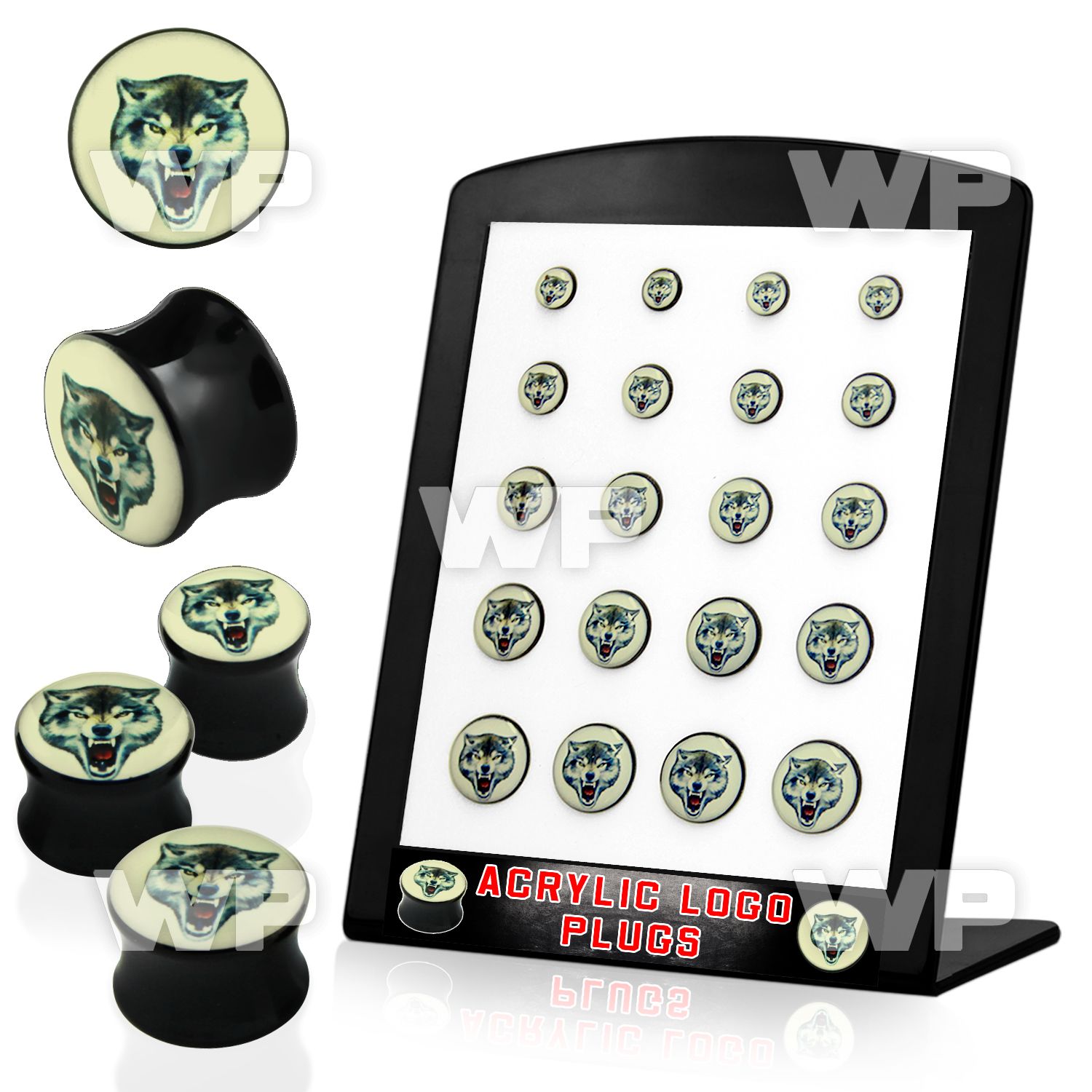 4amieps display w black acrylic double flare saddle plugs fierce ear lobe piercing