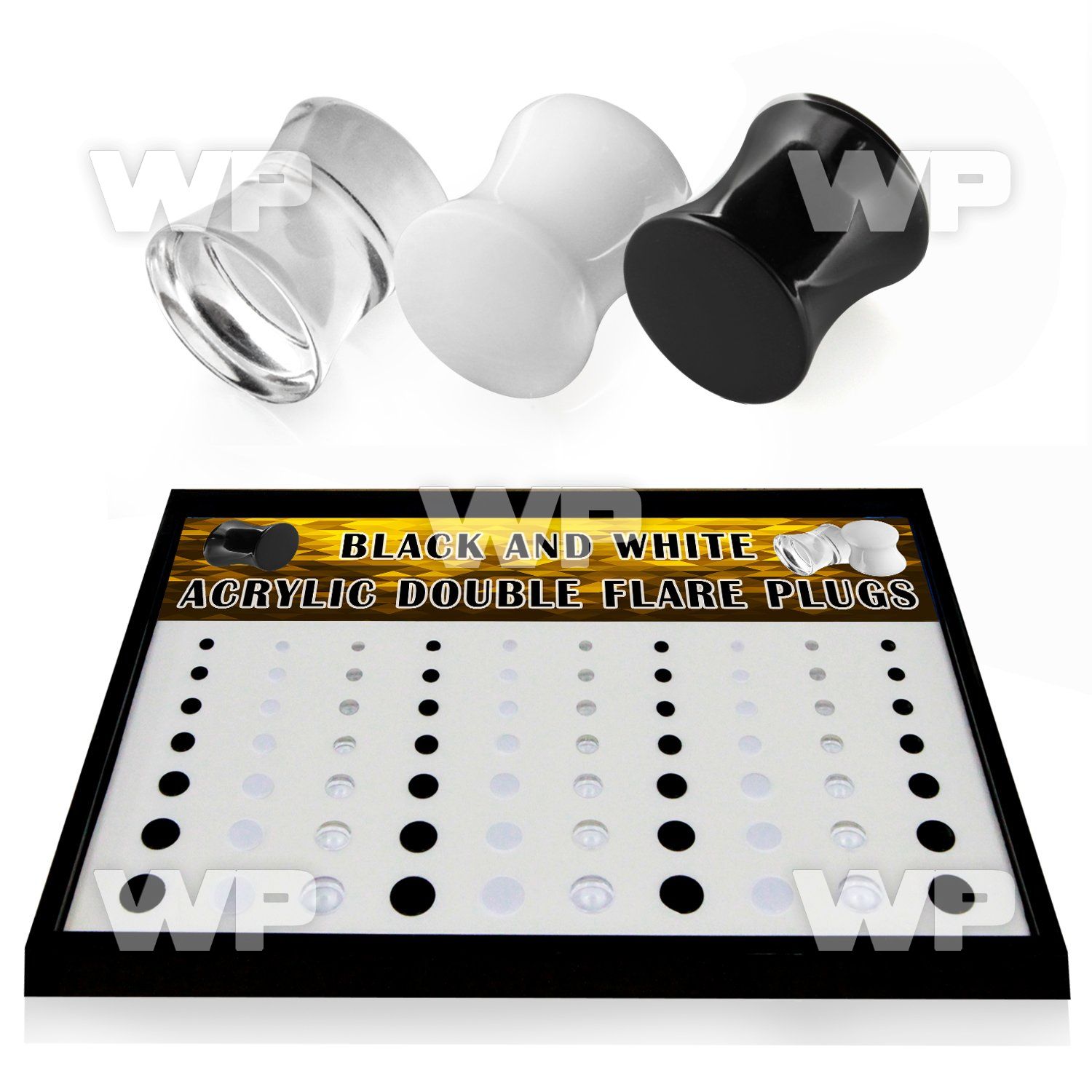 4amiesz7 display box 70 pcs of solid acrylic double flare saddle ear lobe piercing