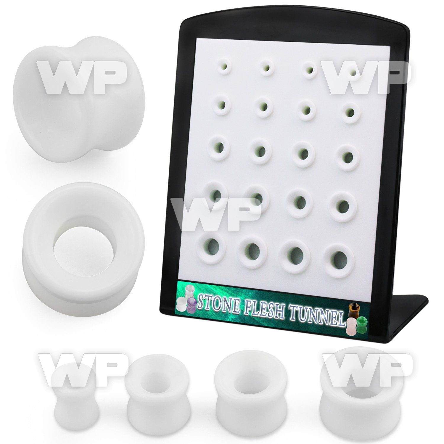 4amiet9 display w double flared ivory stone flesh tunnels size ear lobe piercing