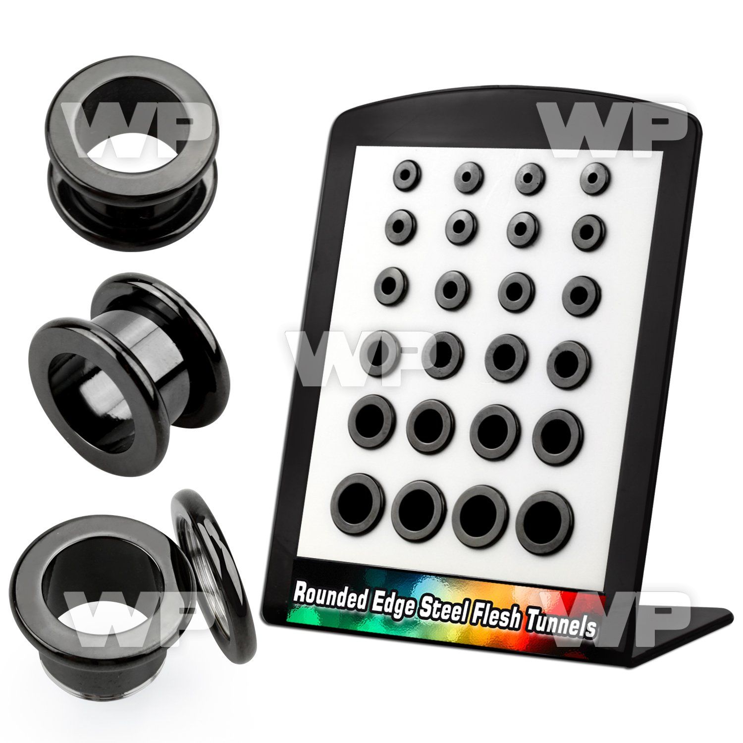 4amiet display w black ion plated rounded edge steel screw fit ear lobe piercing