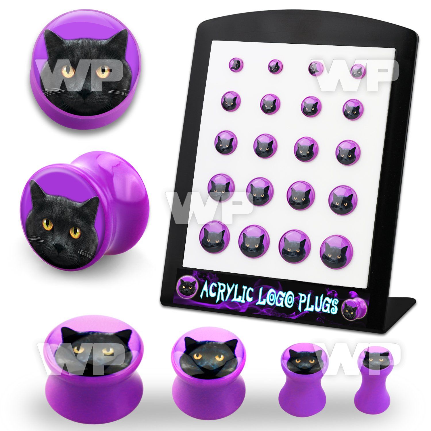 4amieys display w purple acrylic double flare saddle plug black ear lobe piercing