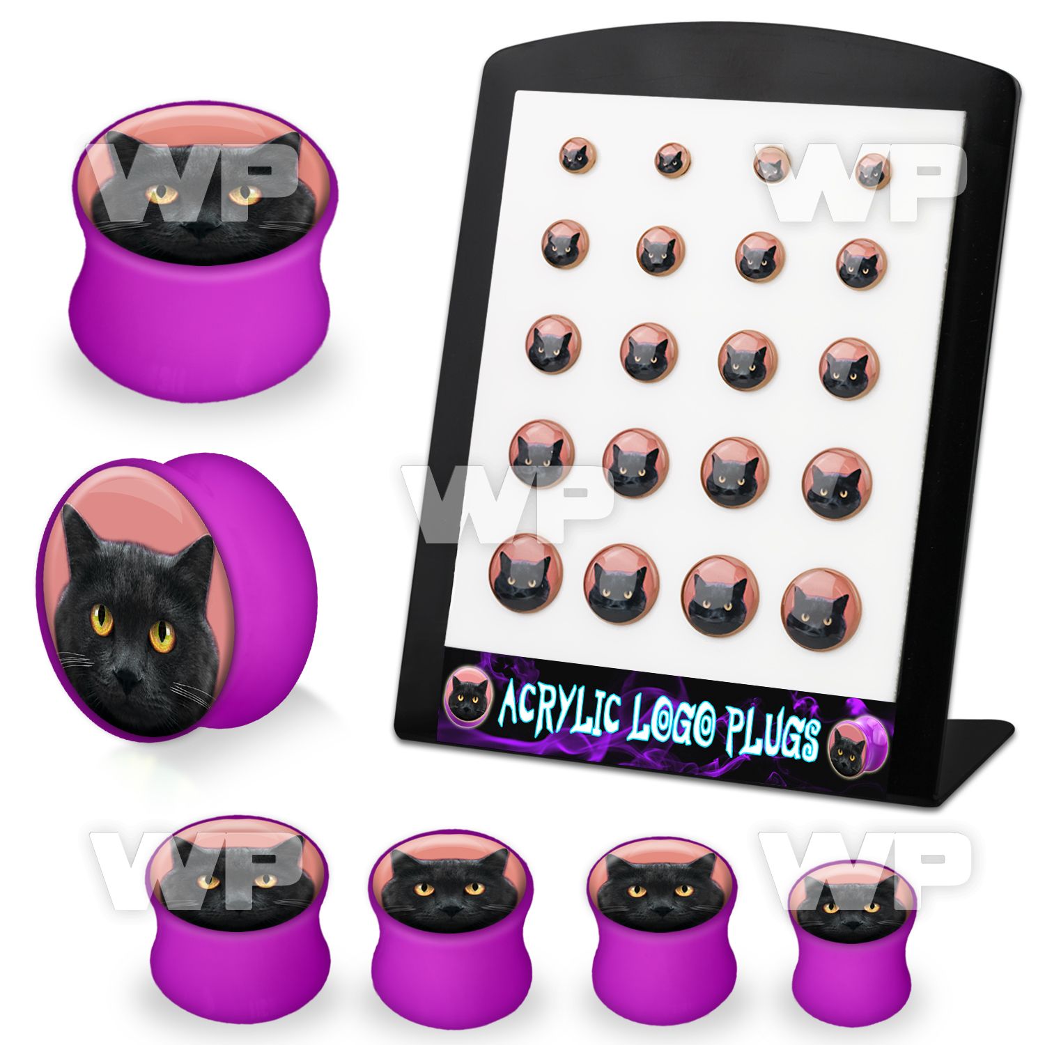 4amieys display w purple acrylic double flare saddle plug black ear lobe piercing