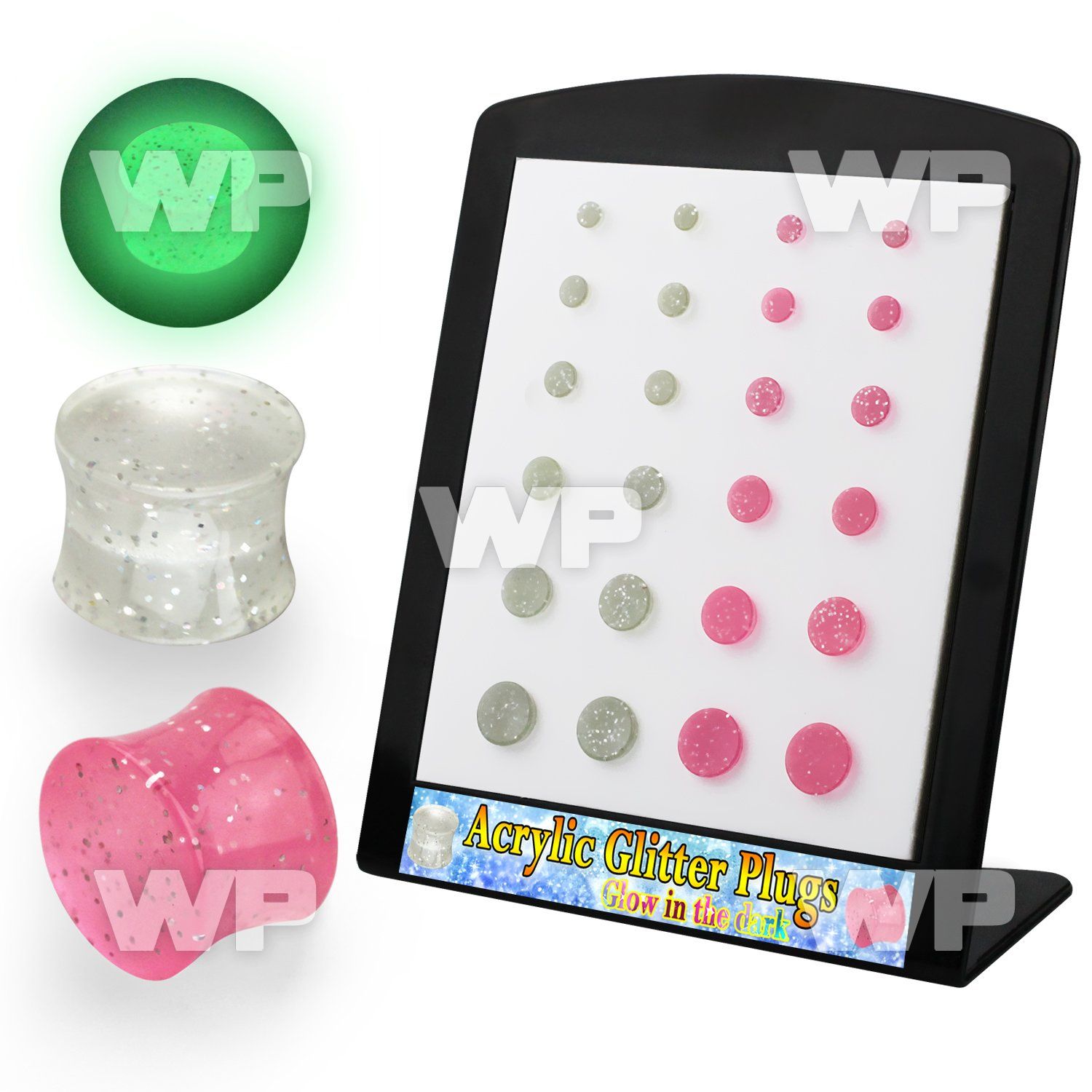 4amieyz display w of dual use acrylic plug glitter plug during ear lobe piercing