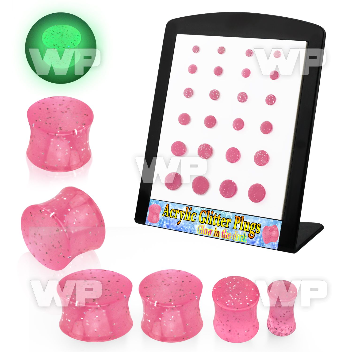 4amieyz display w of dual use acrylic plug glitter plug during ear lobe piercing