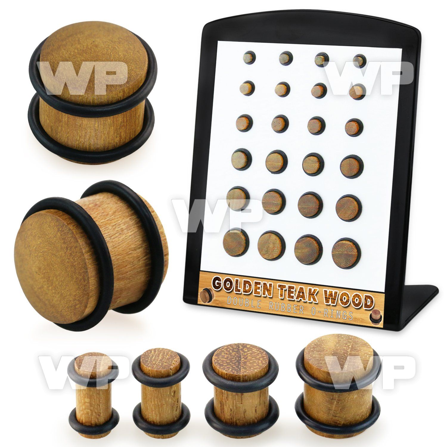 4amike9 teak wood double flared plugs rubber o rings 24pcs