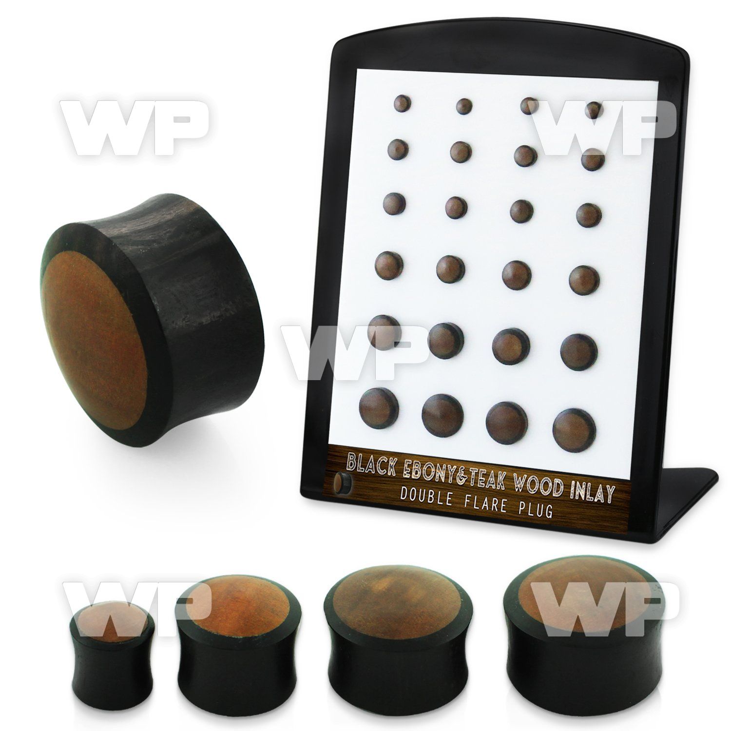 4amikkz areng wood double flared plugs w teak inlay 24pcs