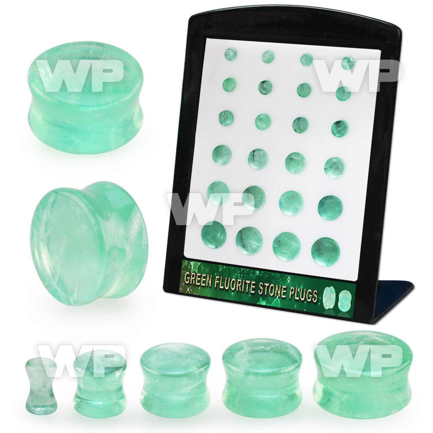 4amikps green fluorite stone double flared plugs 24pcs