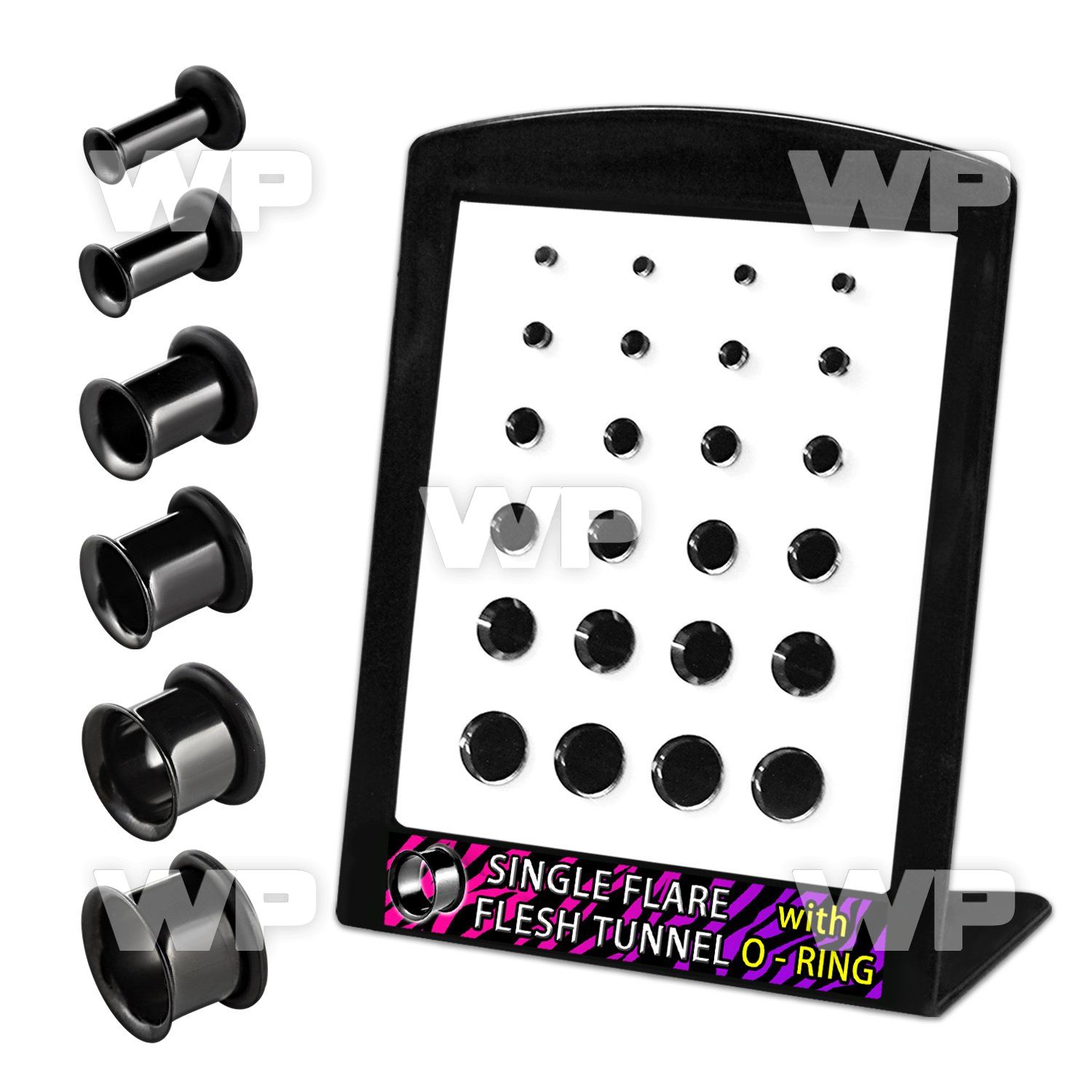 4amill display w black ion plated steel single flare eyelet fles ear lobe piercing