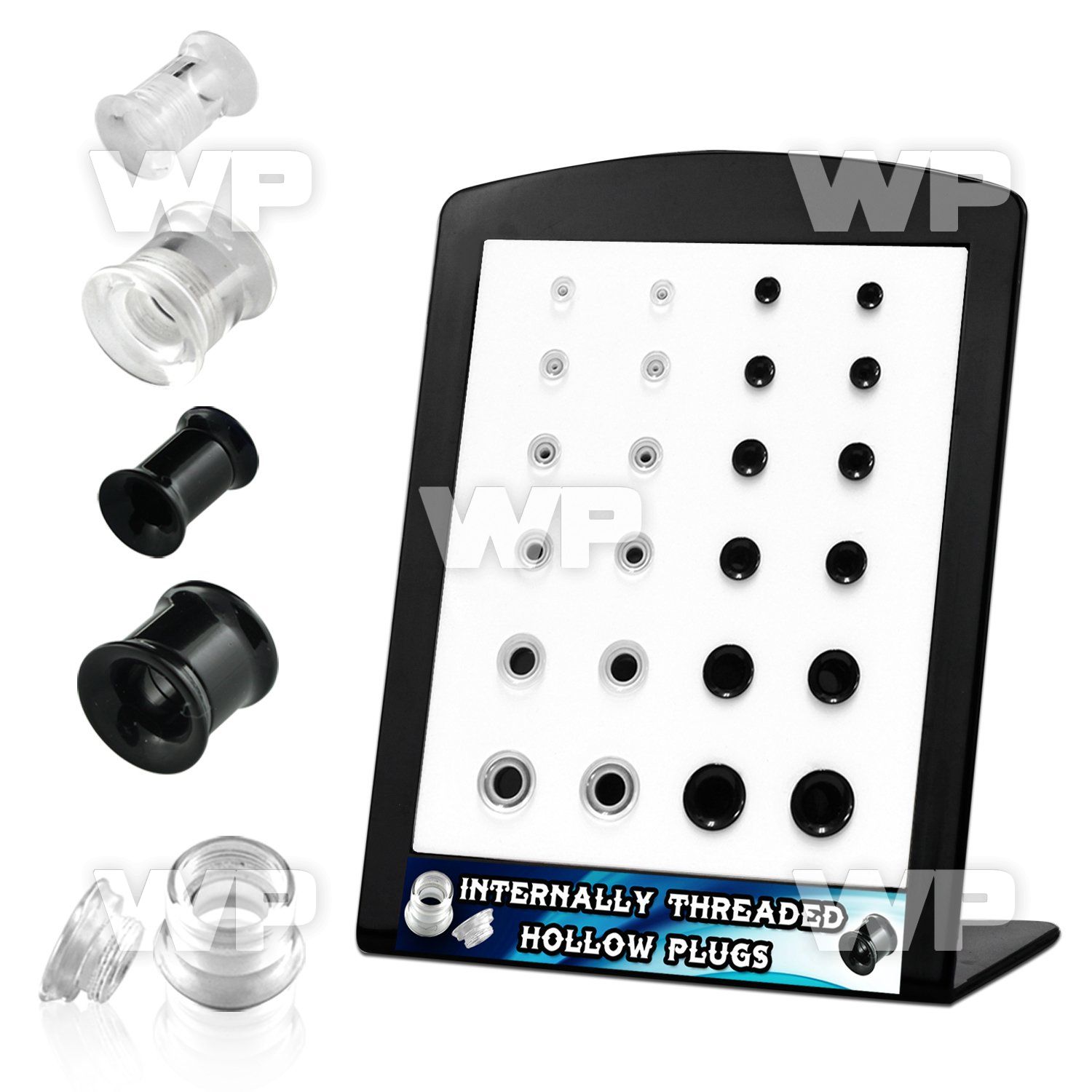 4amilt display w double flared acrylic flesh tunnel internal scr ear lobe piercing