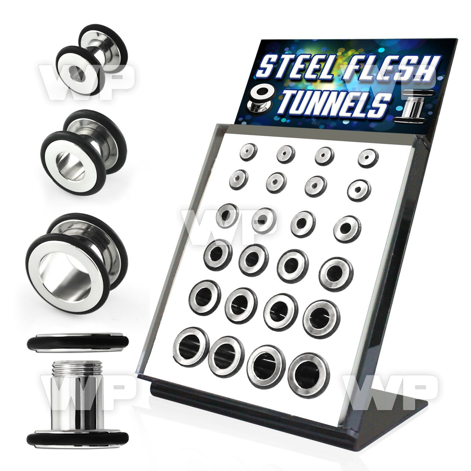 4amit9 display w of screw fit flesh tunnel plugs decorative o ri ear lobe piercing