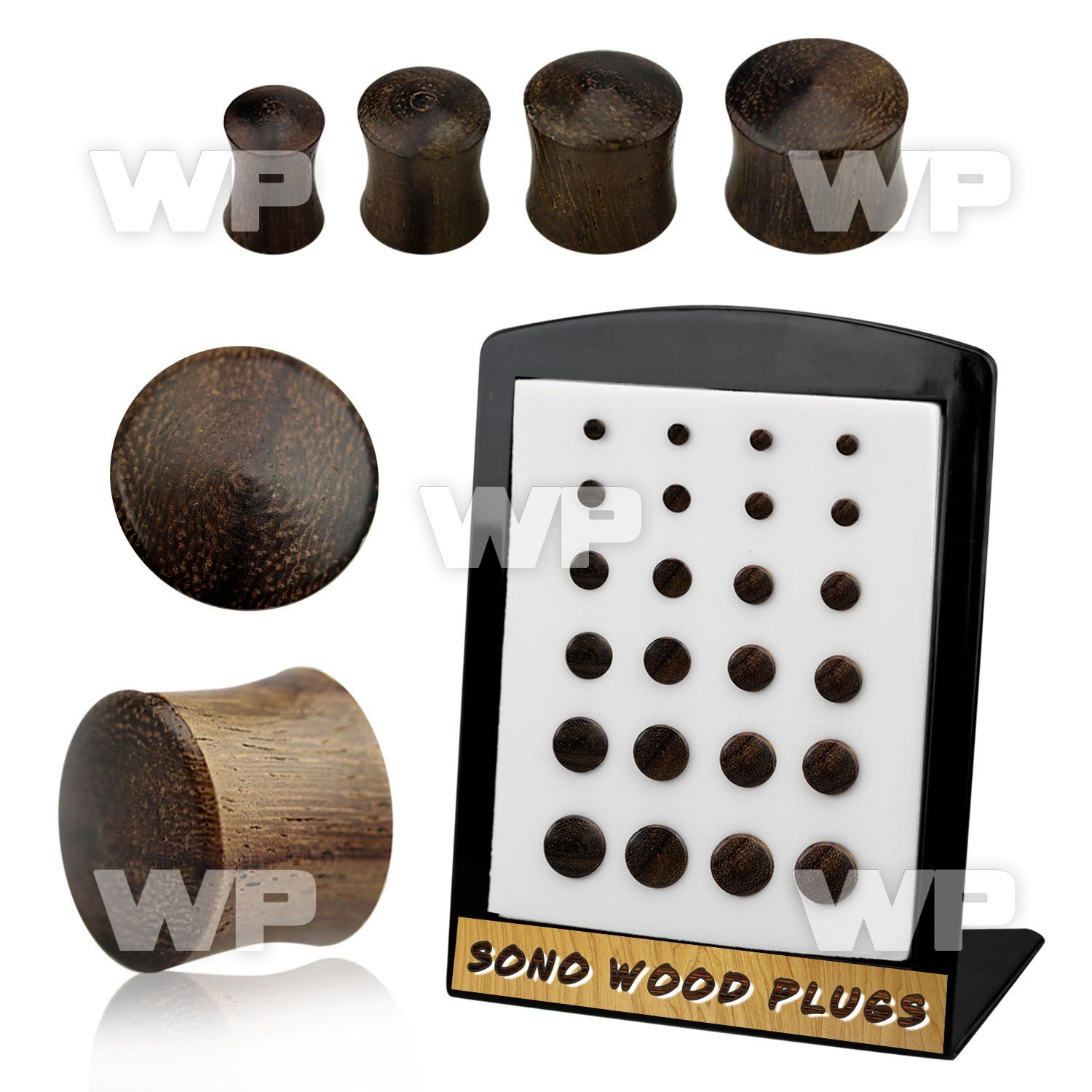 4amou display w sono wood double flared plugs size3mm 12mm ear lobe piercing