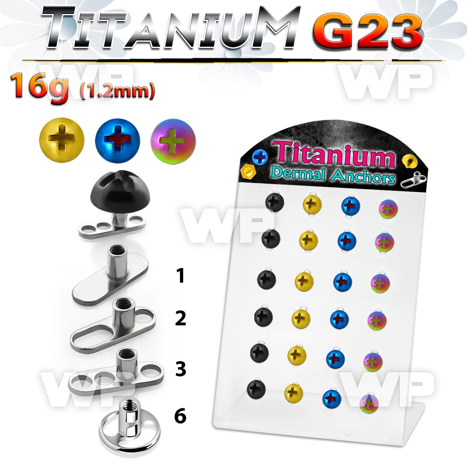 4ar37y board w solid titanium dermal anchor g23 base plate 6mm belly piercing