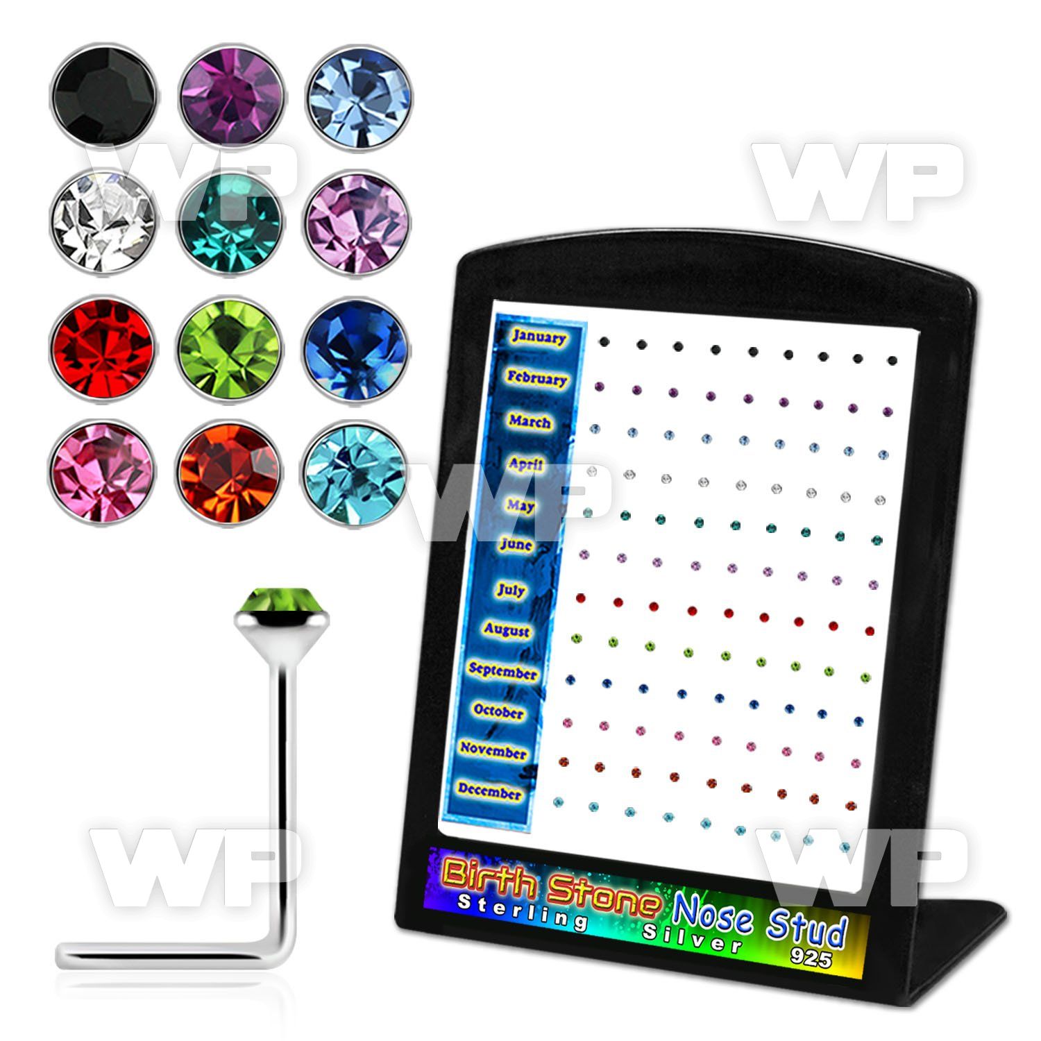 4au34r board w silver 925 l shaped nose studs 1 5mm round crysta nose piercing