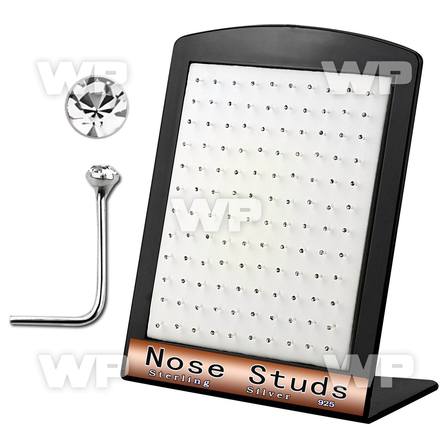 4au36 board w silver 925 l shaped nose studs 1 5mm round crysta nose piercing