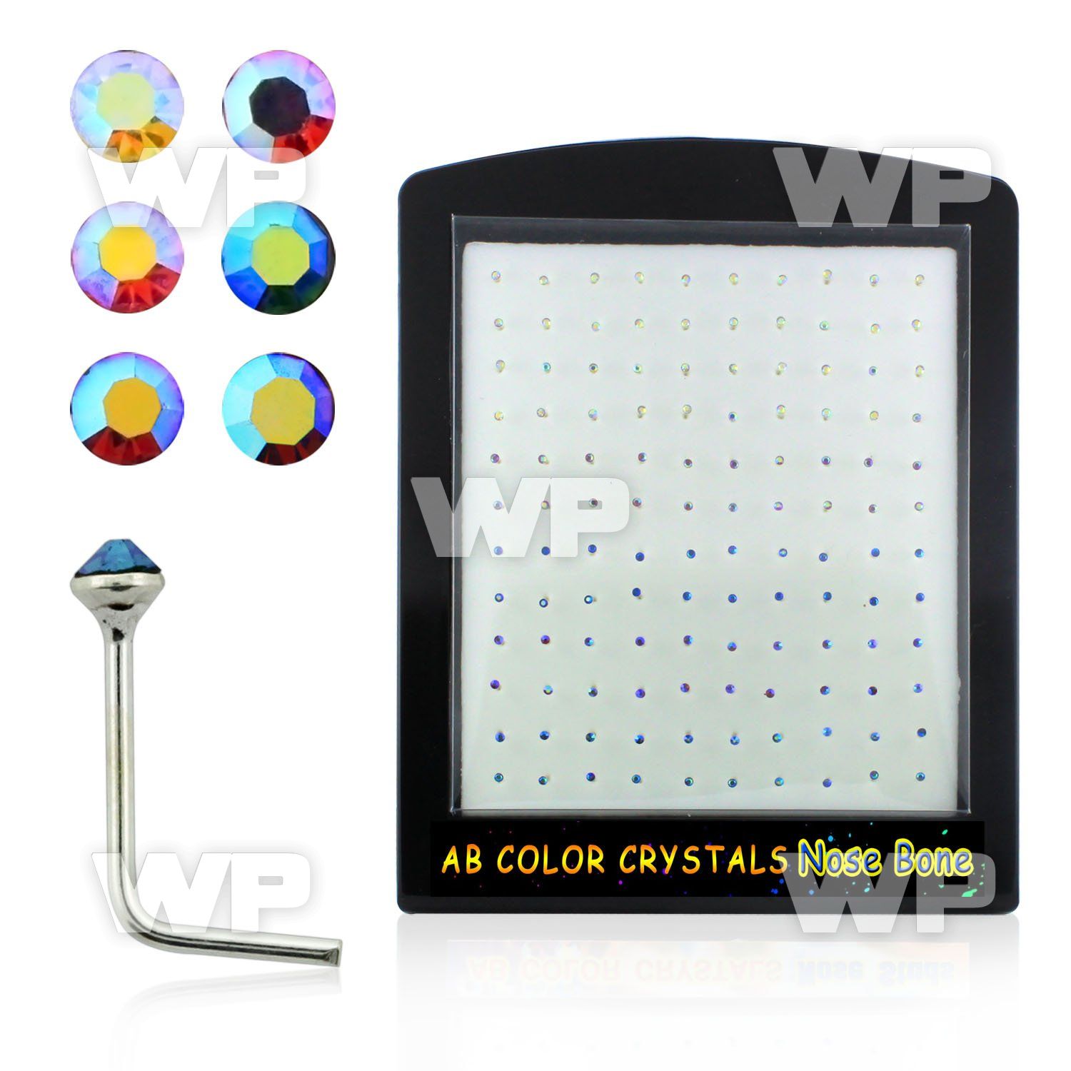 4au374 board w silver 925 l shaped nose studs 1 5mm round crysta nose piercing