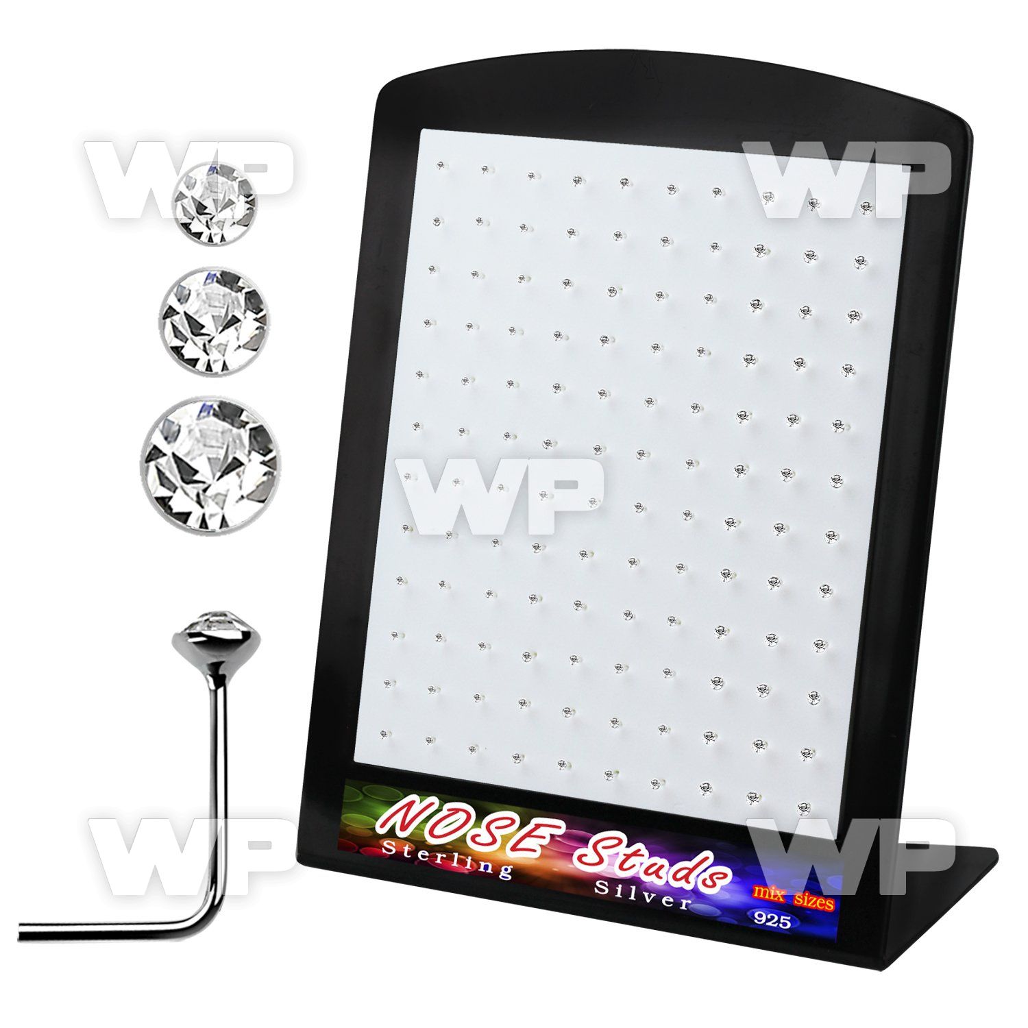 4au3j6 board w silver 925 l shaped nose studs 1 4mm 1 5mm nose piercing