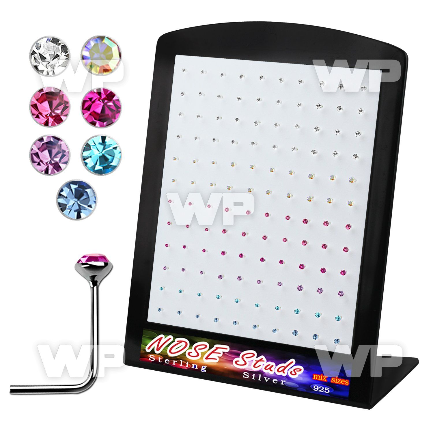 4au3jj board w silver 925 l shaped nose studs 1 4mm 1 5mm nose piercing