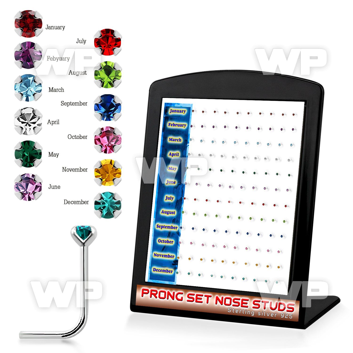 4au3m4r board w silver 925 l shaped nose studs 1 5mm round prong nose piercing