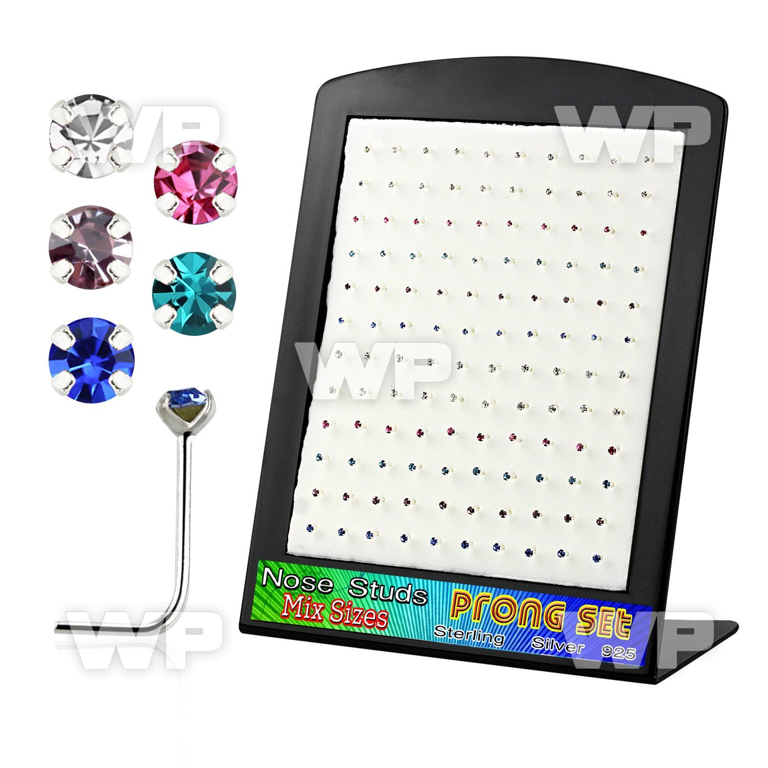 4au3mjj board w silver 925 l shaped nose studs 1 5mm 2mm round nose piercing