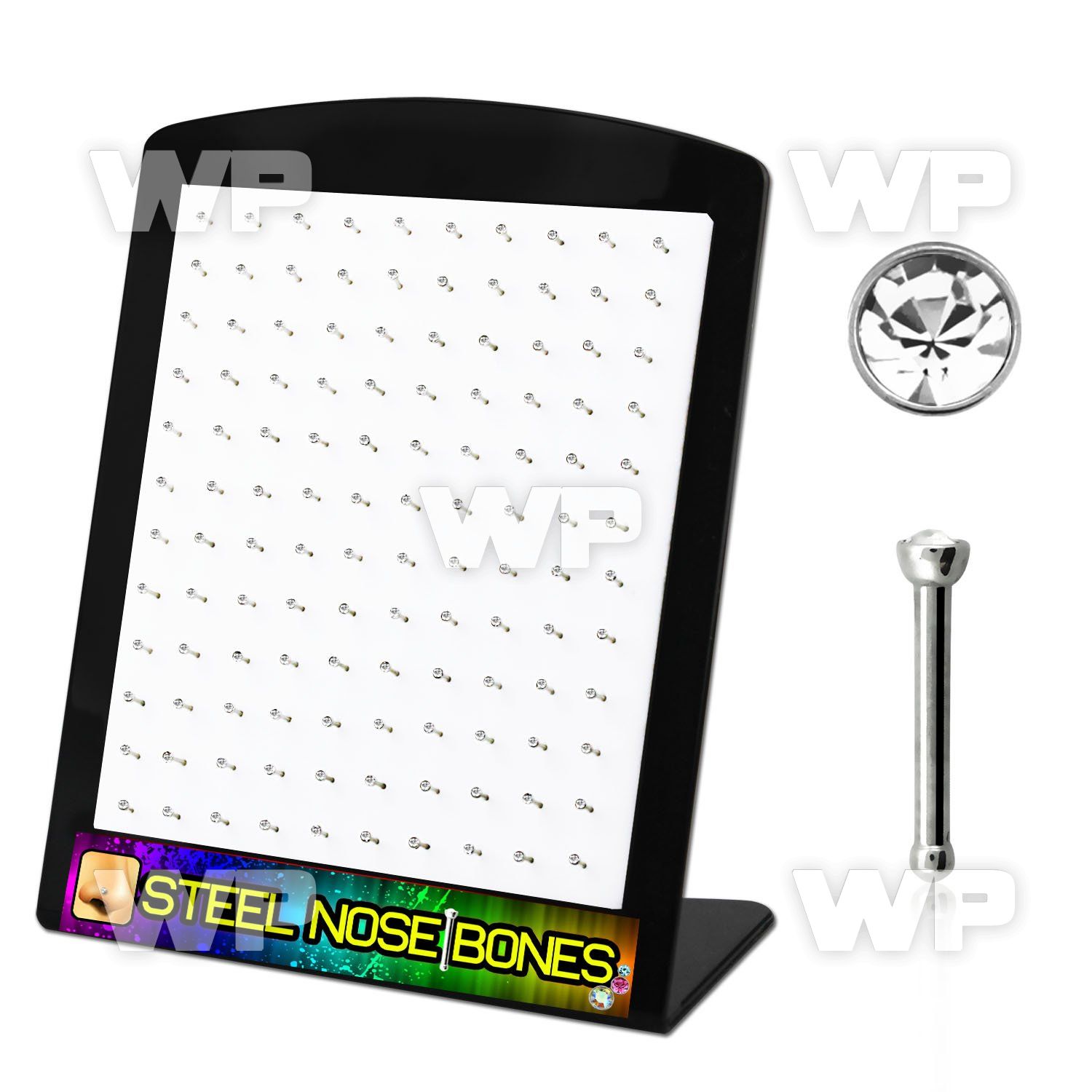 4au43kp6 board w 316l steel nose bone 0 8mm 2mm round clear cryst nose piercing