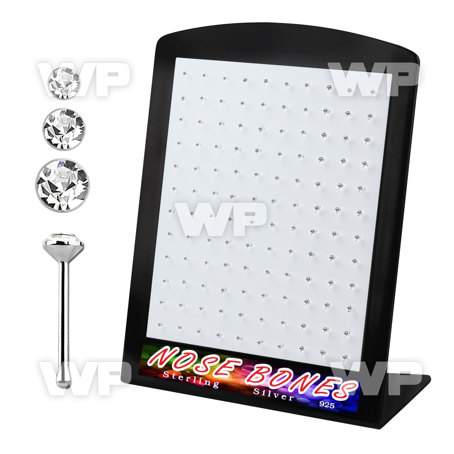 4au4j6 display w silver 925 nose bone 1 4mm 1 5mm 2mm round nose piercing