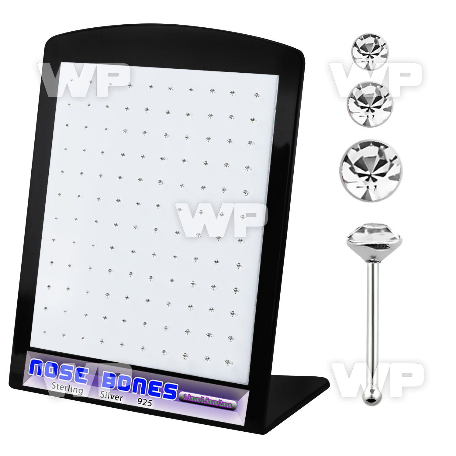 4au4j6l display w silver 925 nose bone 1 25mm 1 5mm 2mm round nose piercing