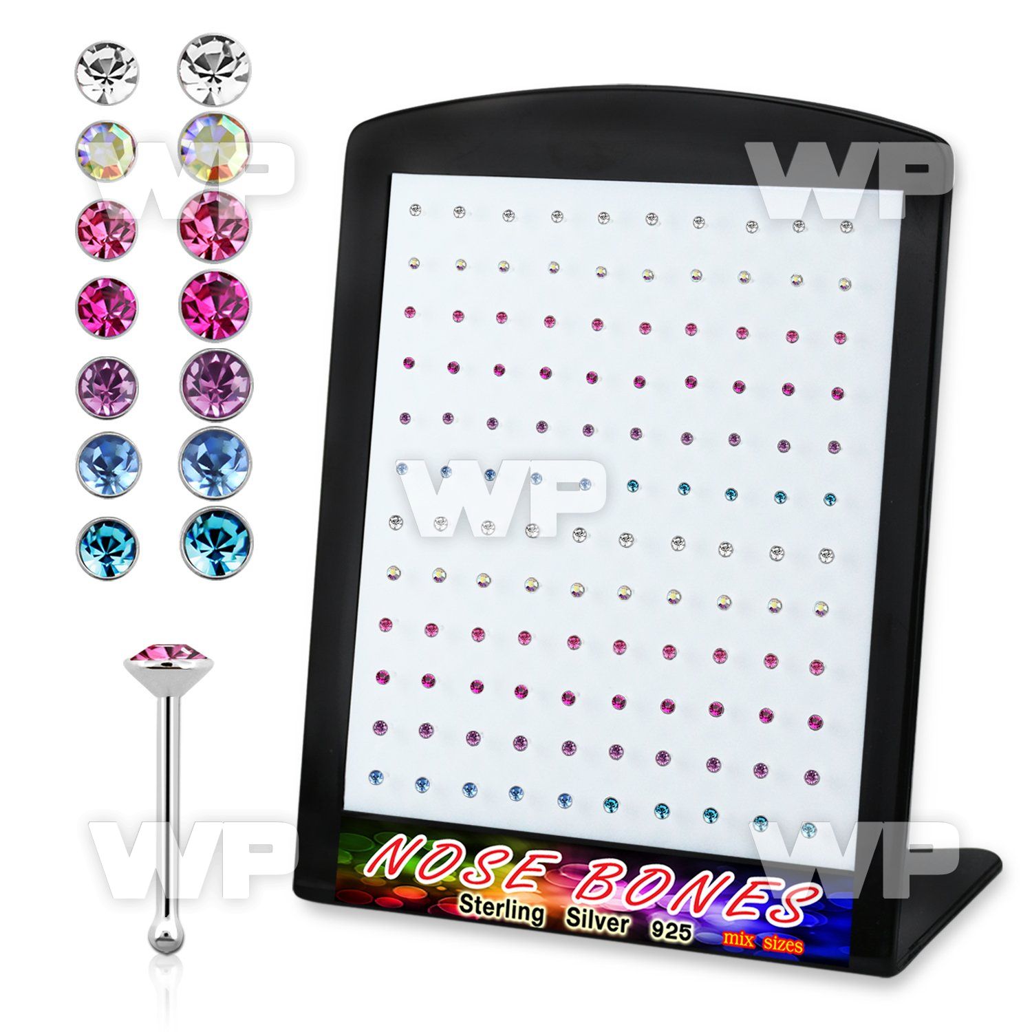 4au4jjep 925 silver nose pins round crystal tops