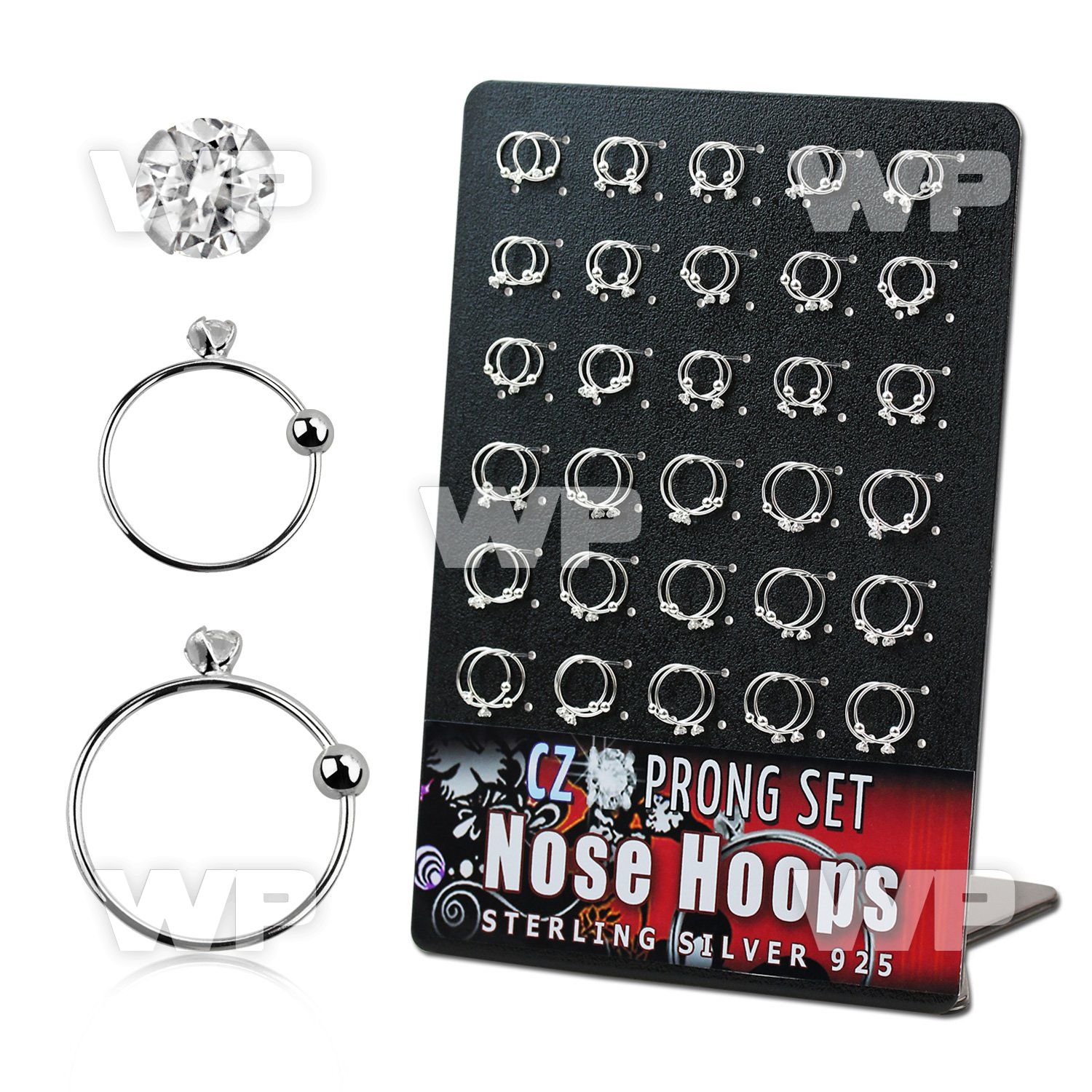 4auxje9 display 60 pieces of silver 925 noose hoops 0 6mm closur nose piercing