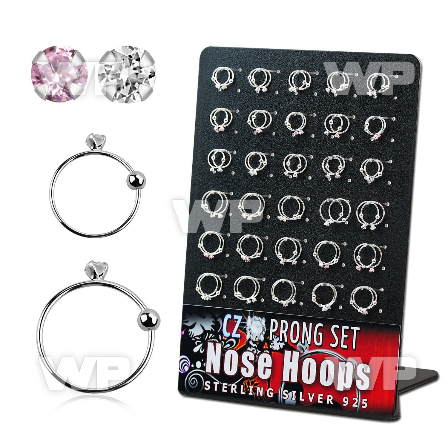 4auxjet display 60 pieces of silver 925 noose hoops 0 6mm closur nose piercing