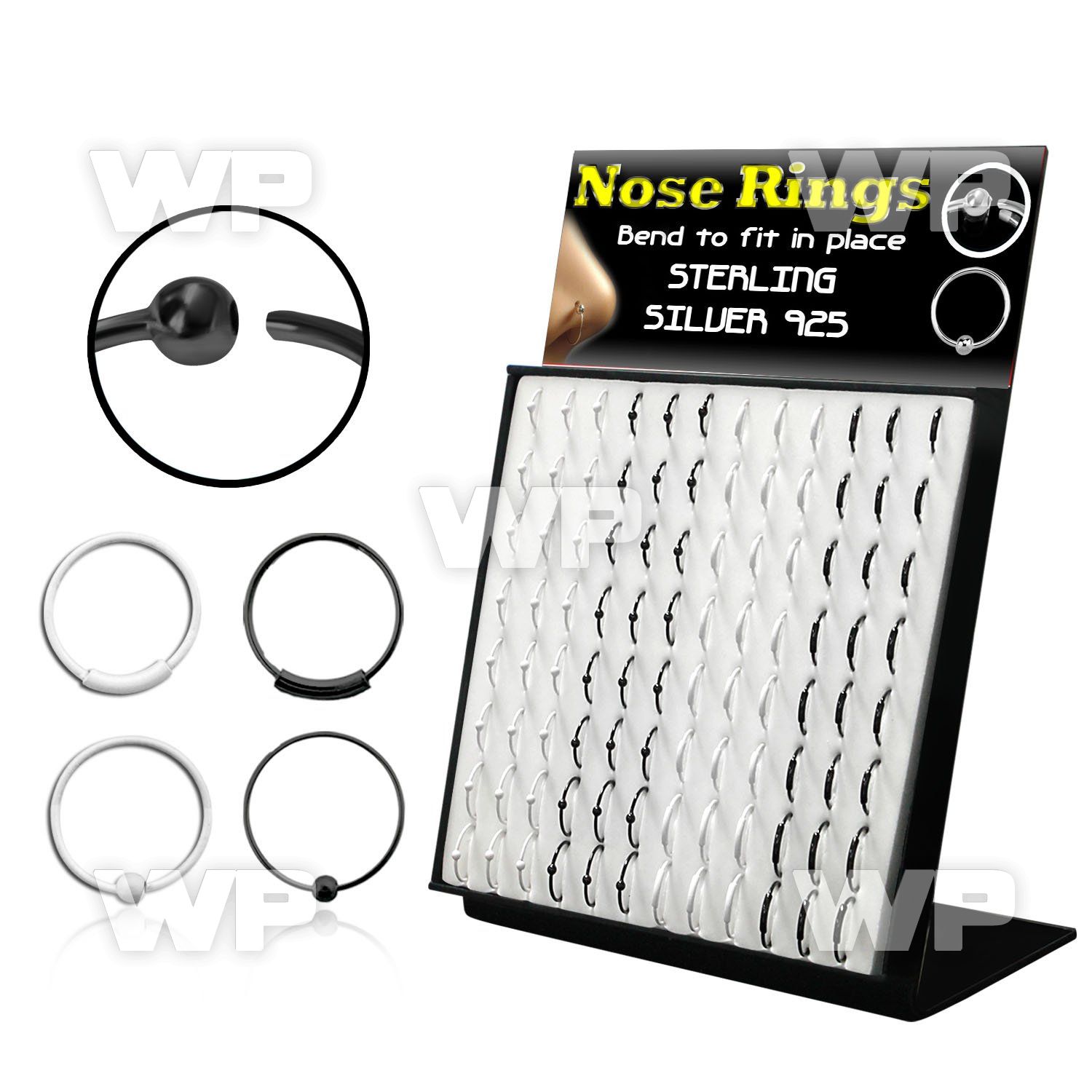 4auxjf0 display w silver 925 nose ring s out ball 0 6mm black nose piercing