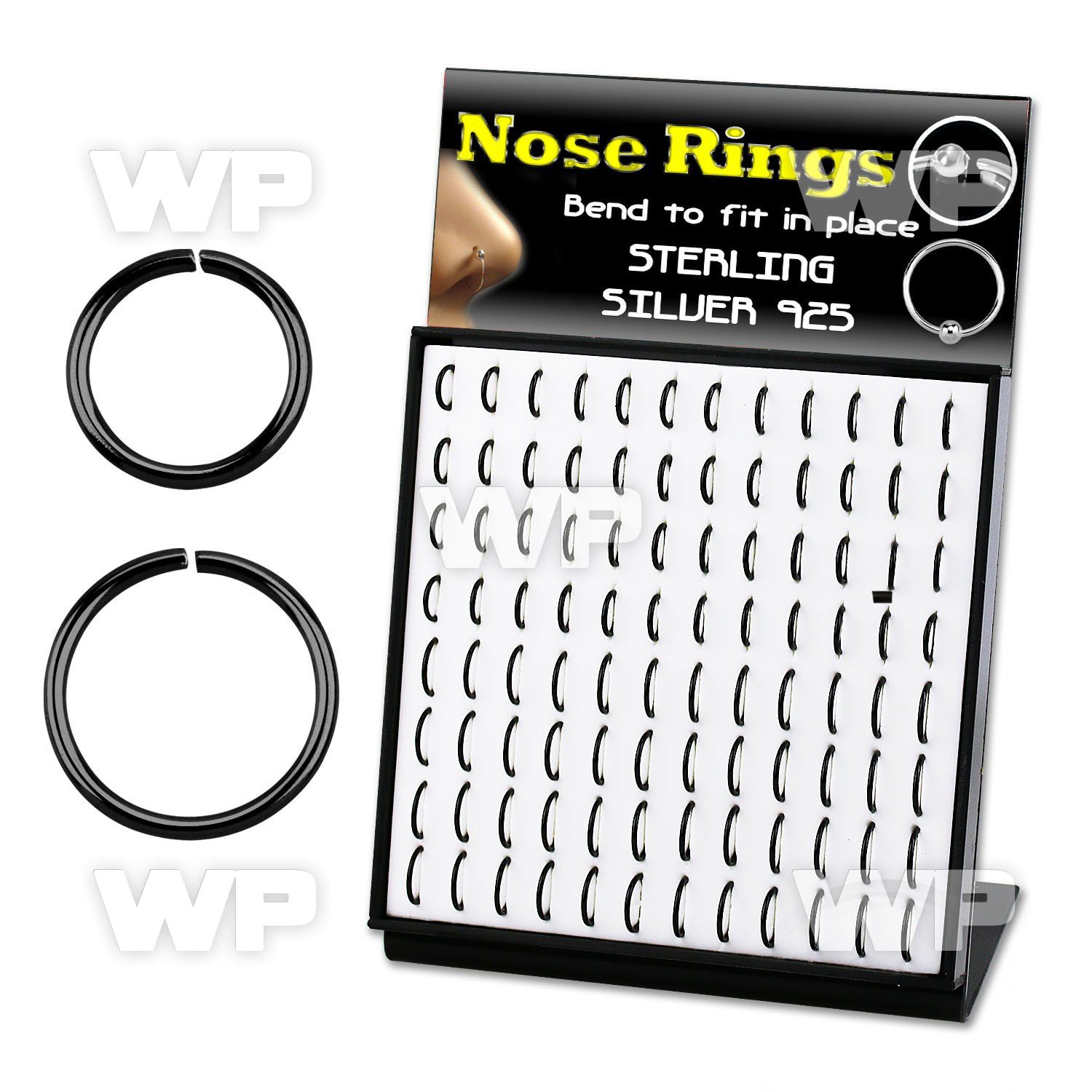 4auxjfez display board 96 pcs of black plated silver 925 seamless 