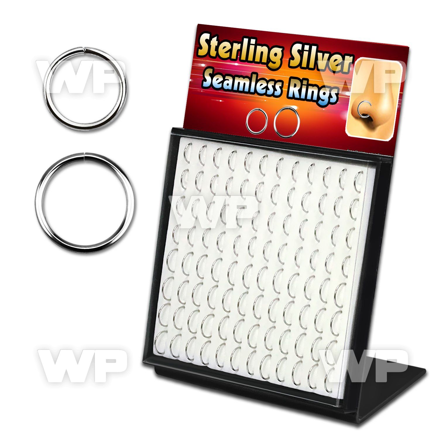 4auxjfl board 96 pcs silver 925 seamless ring 0 8mm diameter nose piercing