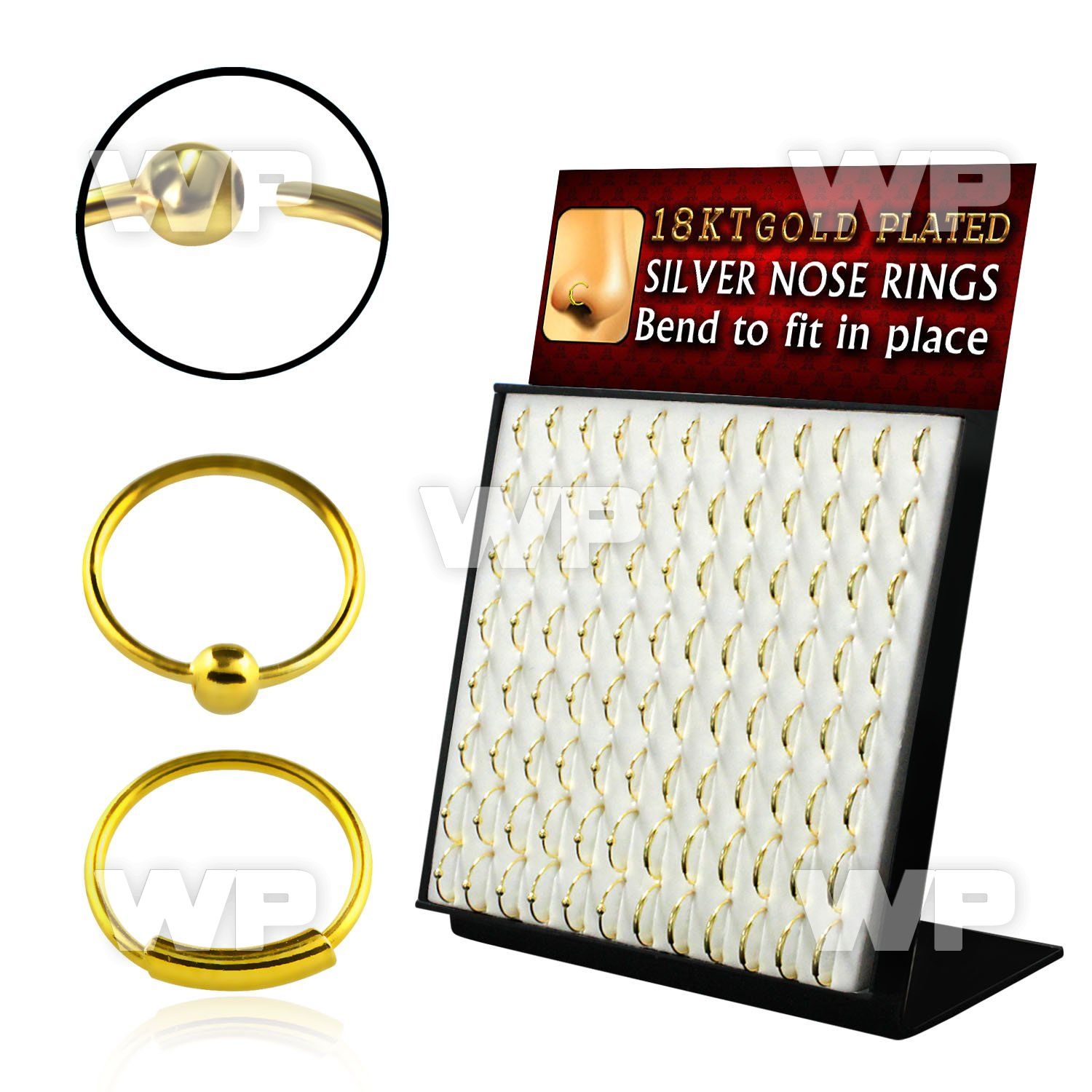 4auxjfz display board 96 pcs of real gold 18k plated silver 925 nose piercing