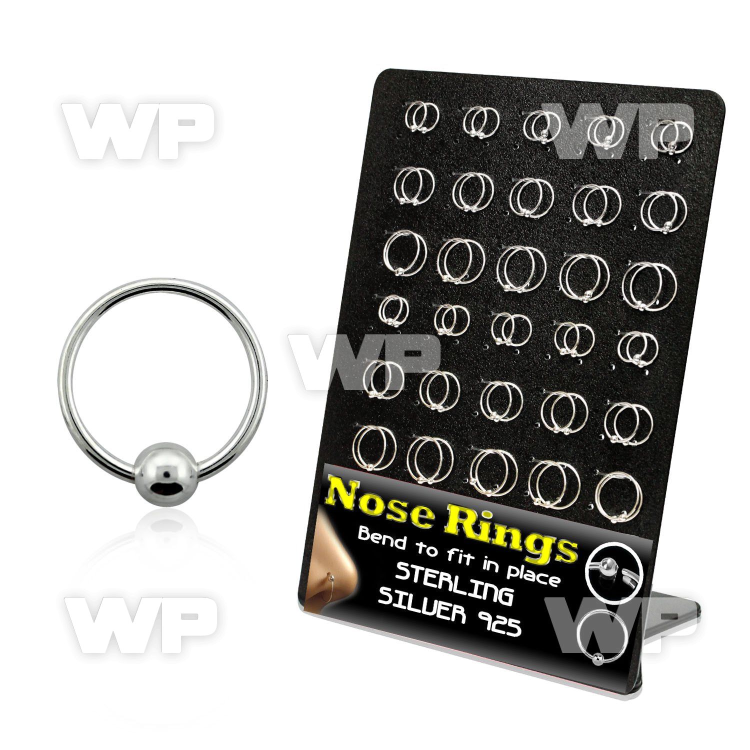 4auxjy board w silver 925 nose ring s ball 0 6mm an outer diam nose piercing