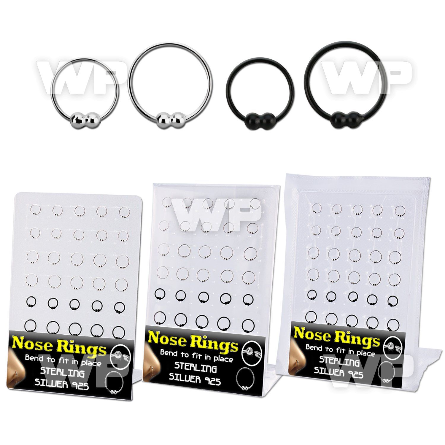 4auxmee board w silver 925 nose rings double 2mm ball closure hal nose piercing